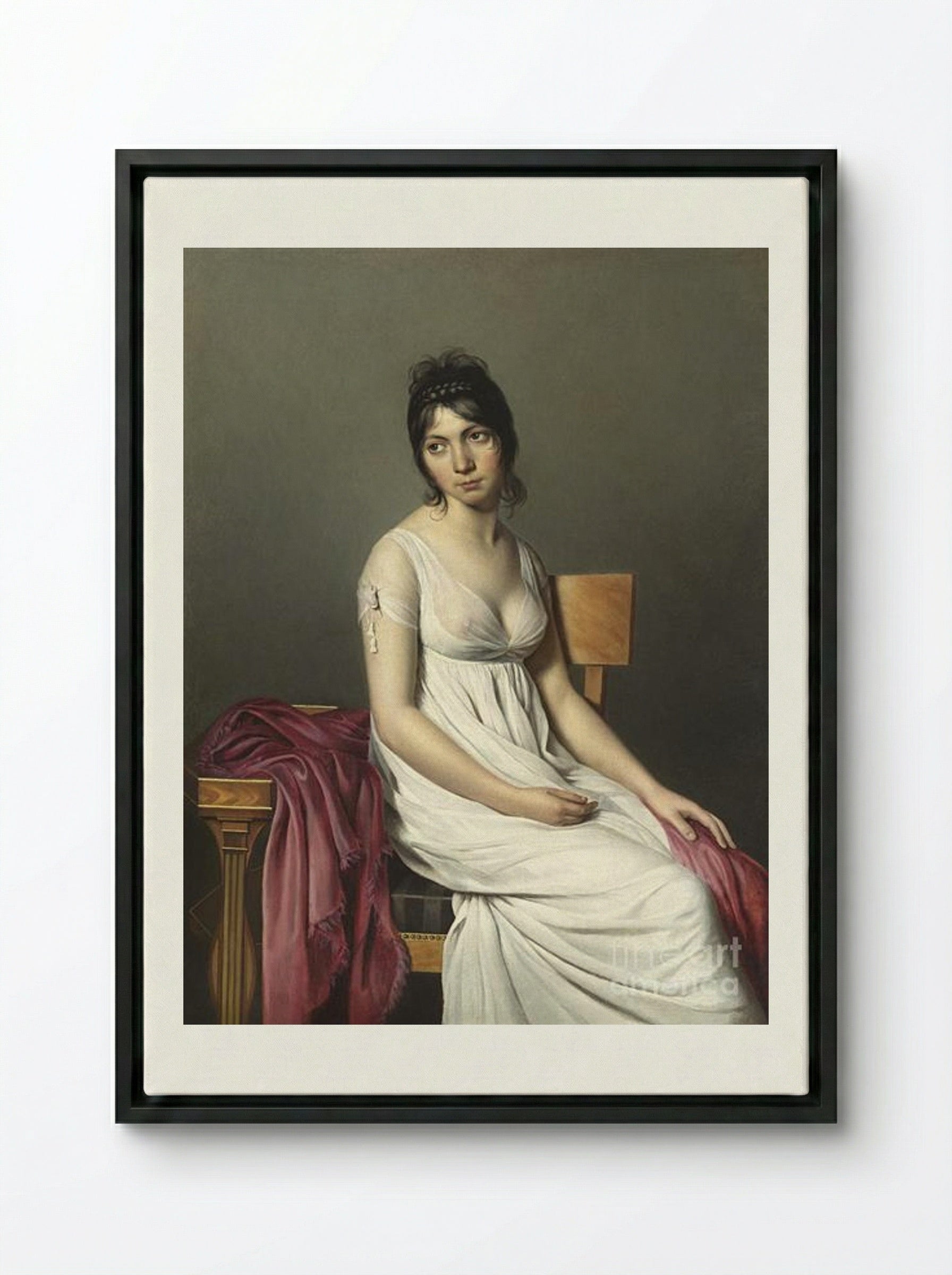 Portrait of a Young Woman - Jacques-Louis David - Framed Canvas Black