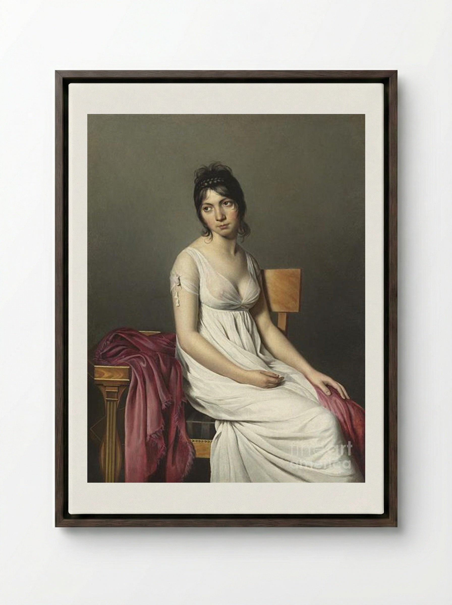 Portrait of a Young Woman - Jacques-Louis David - Framed Canvas Dark Wood