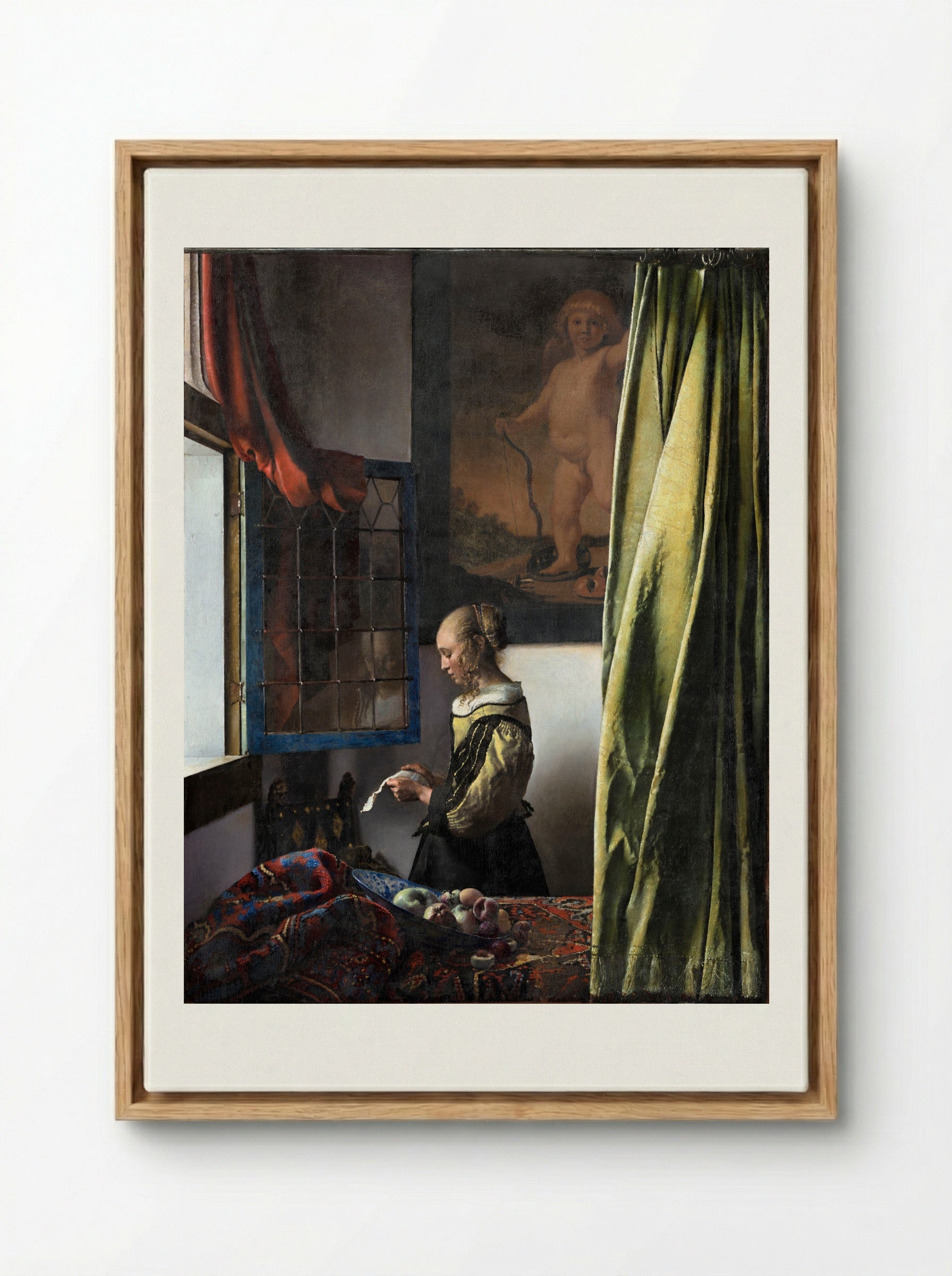 Girl Reading a Letter at an Open Window - Johannes Vermeer - Framed Canvas Wood