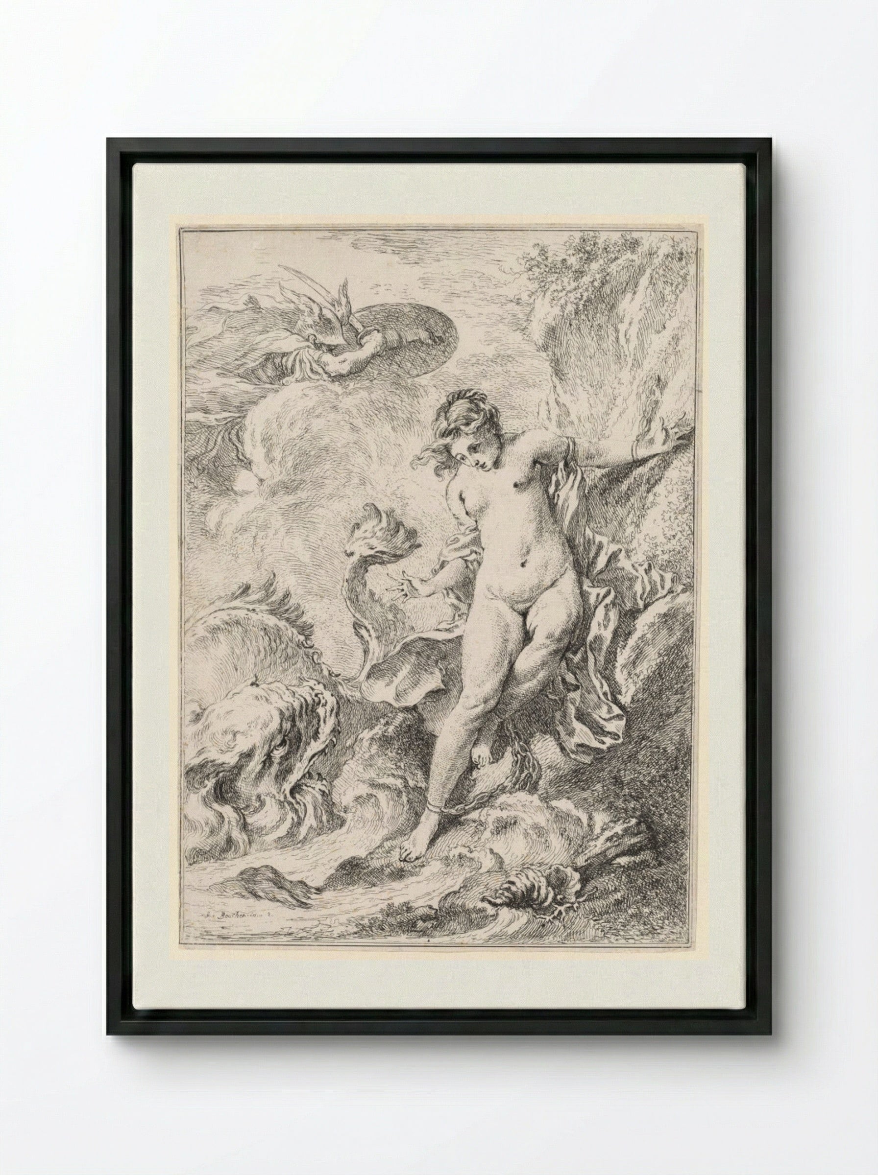 Andromeda (Andromède) - François Boucher - Framed Canvas Black