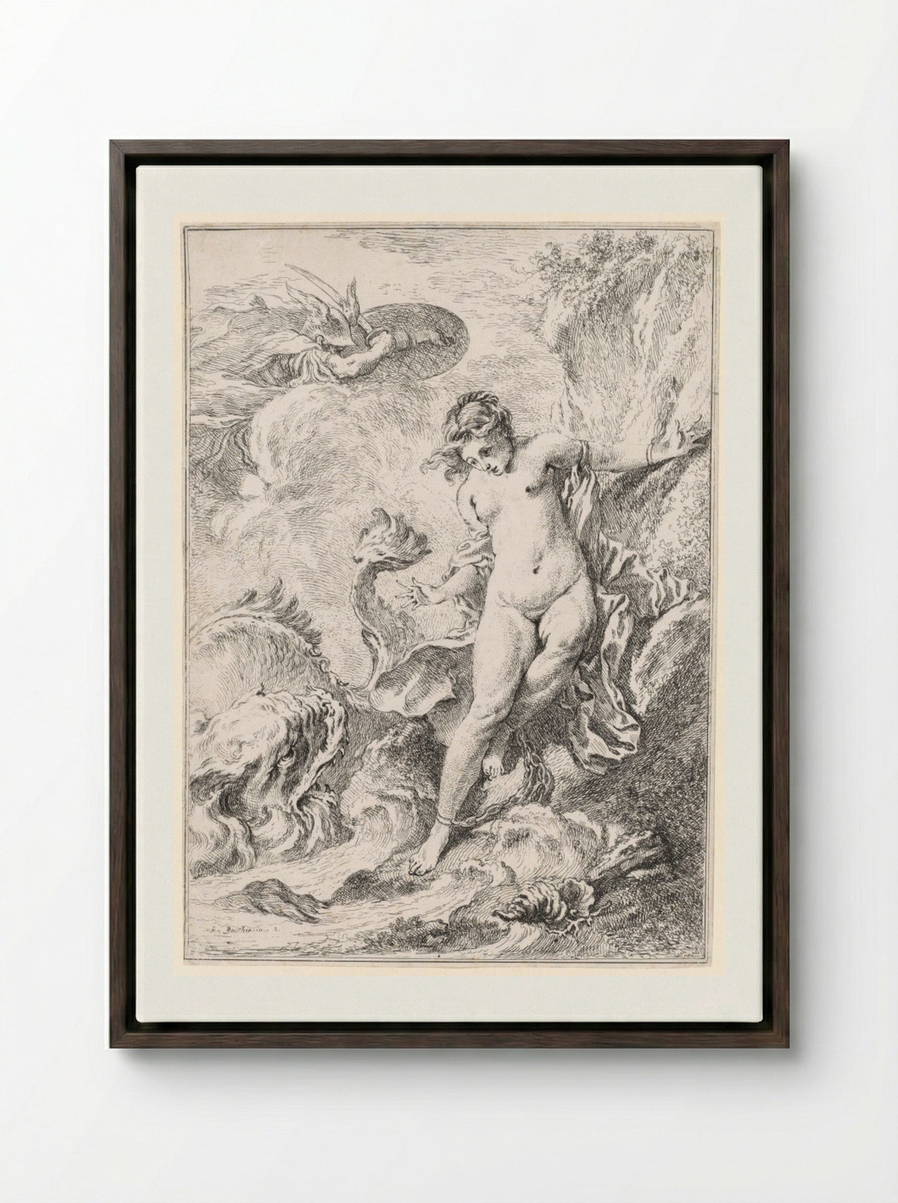 Andromeda (Andromède) - François Boucher - Framed Canvas Dark Wood
