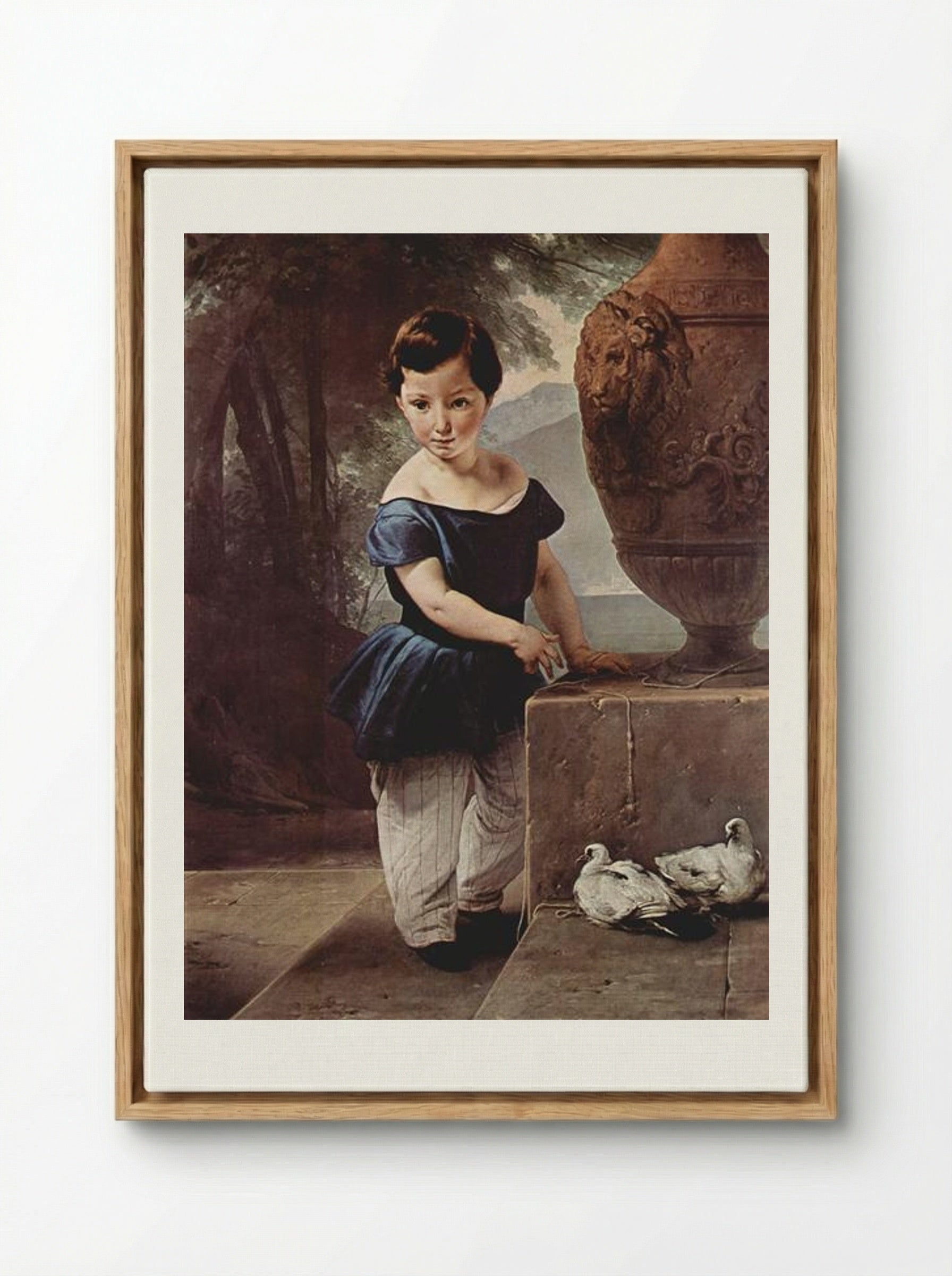 Portrait of Don Giulio Vigoni as a child - Francesco Hayez - Framed Canvas Wood
