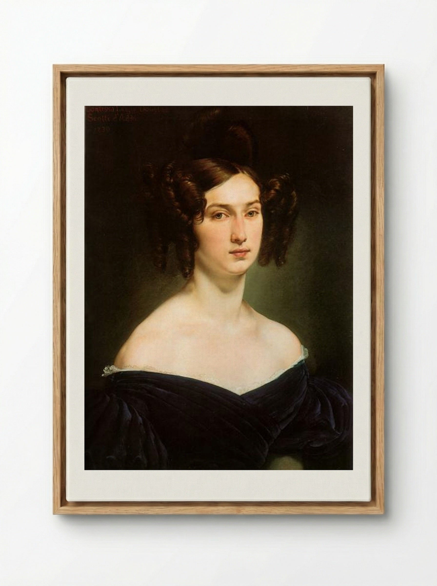 Portrait of Countess Luigia Douglas Scotti d'Adda - Francesco Hayez - Framed Canvas Wood