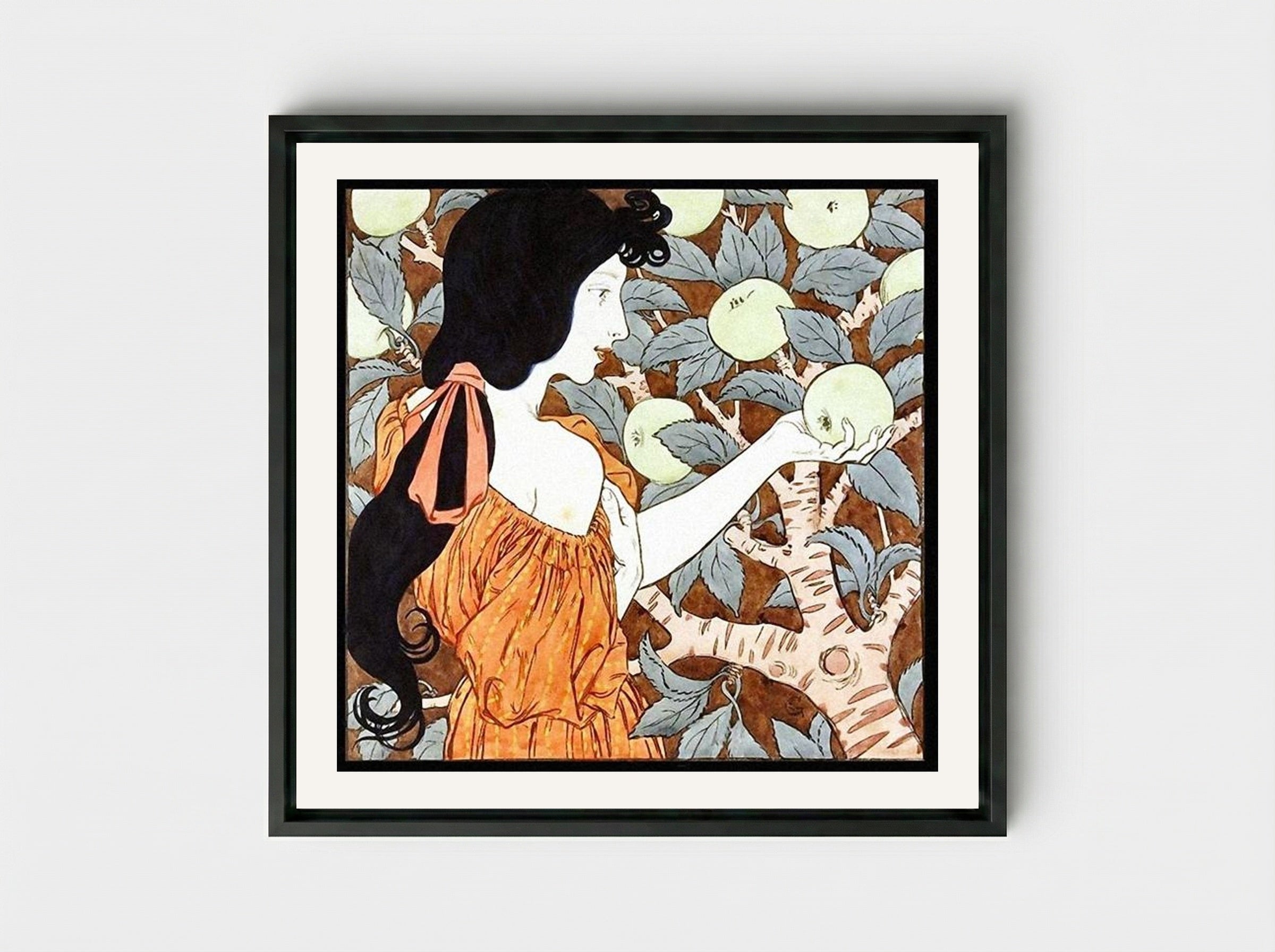 Tentation - Eugène Grasset - Framed Canvas Black