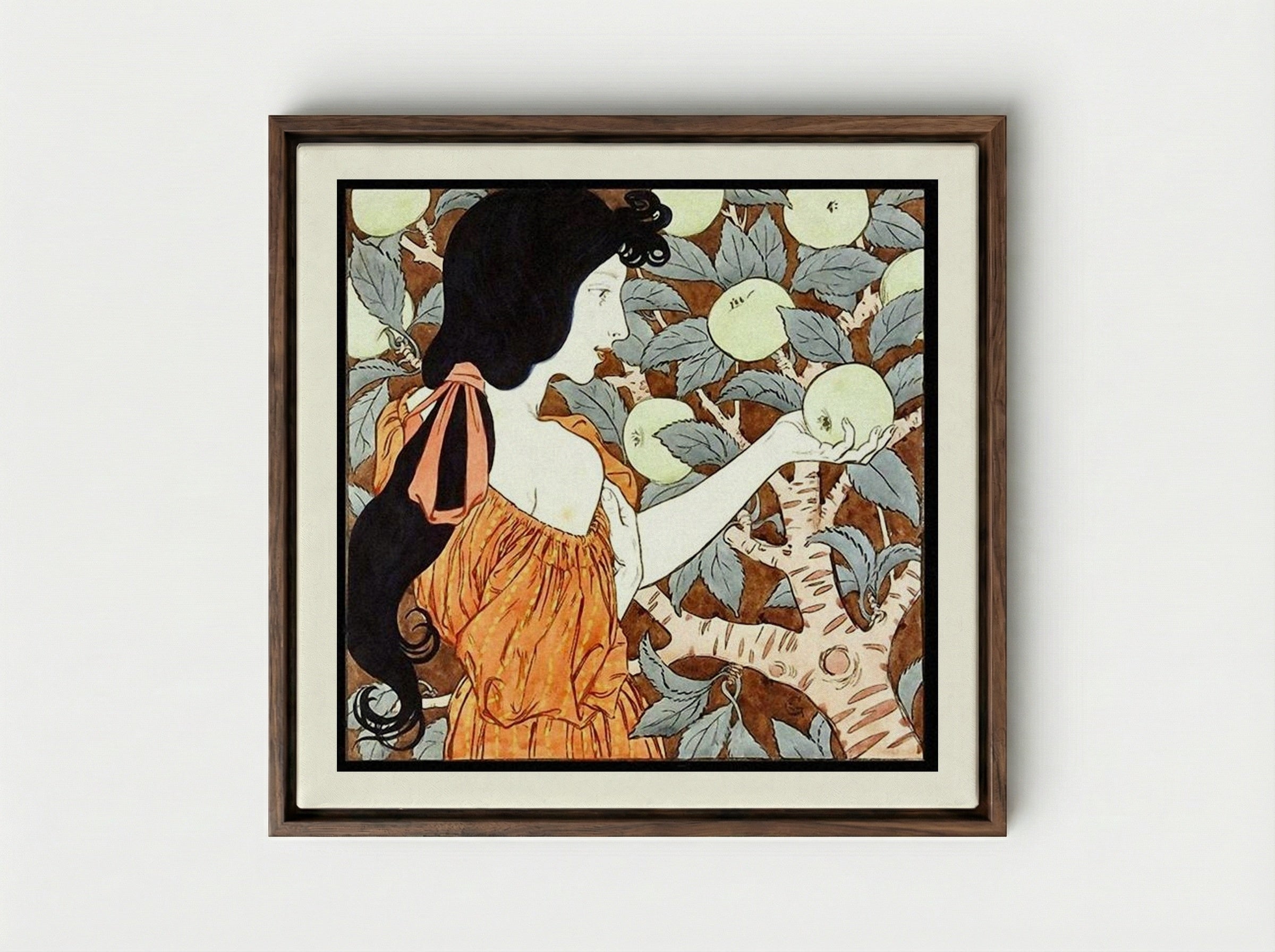 Tentation - Eugène Grasset - Framed Canvas Dark Wood