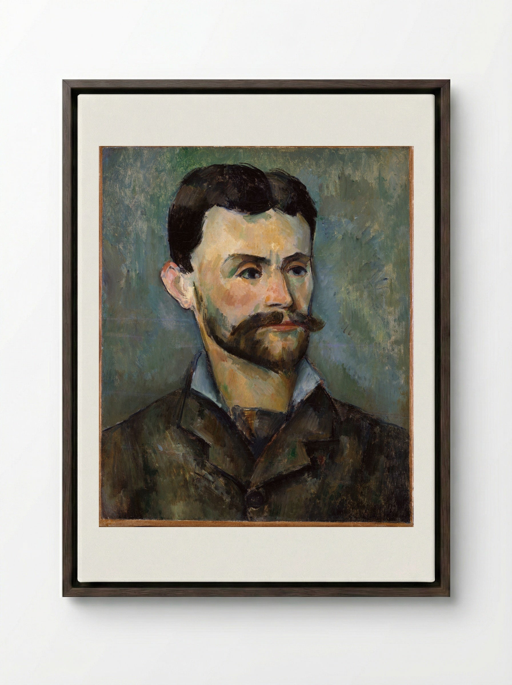 Portrait of Jules Peyron - Paul Cézanne - Framed Canvas Dark Wood