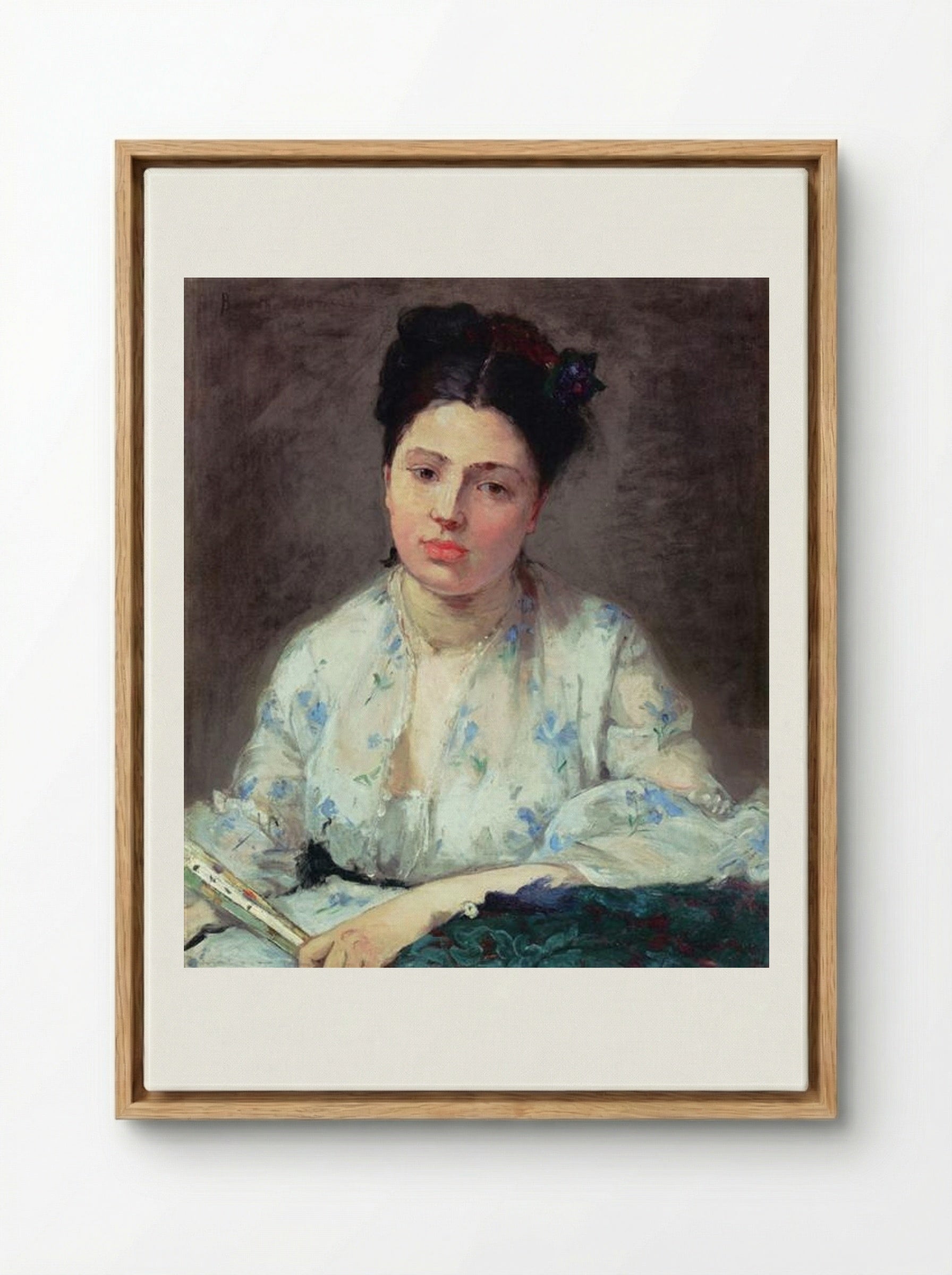 Young Woman Leaning - Berthe Morisot - Framed Canvas Wood