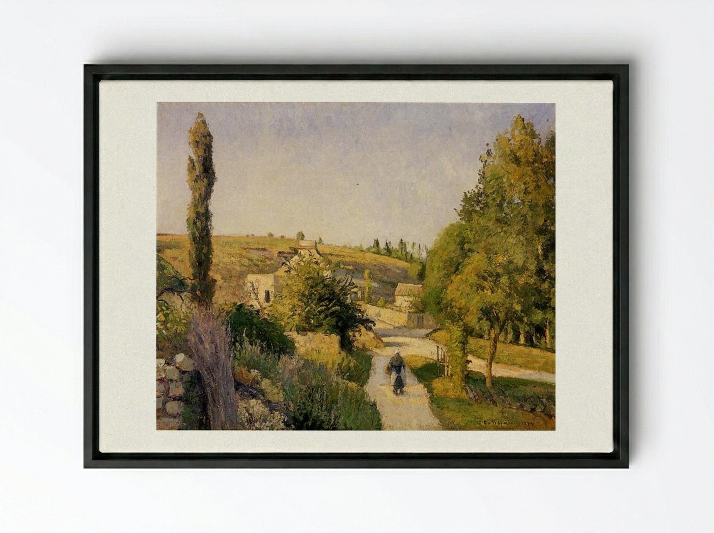 Landscape at l'Hermitage, Pontoise - Camille Pissarro - Framed Canvas Black