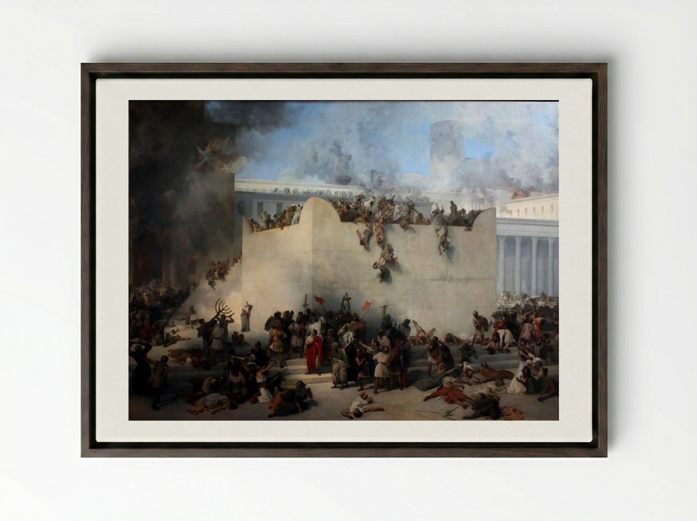 Destruction of the Temple of Jerusalem - Francesco Hayez - Framed Canvas Dark Wood