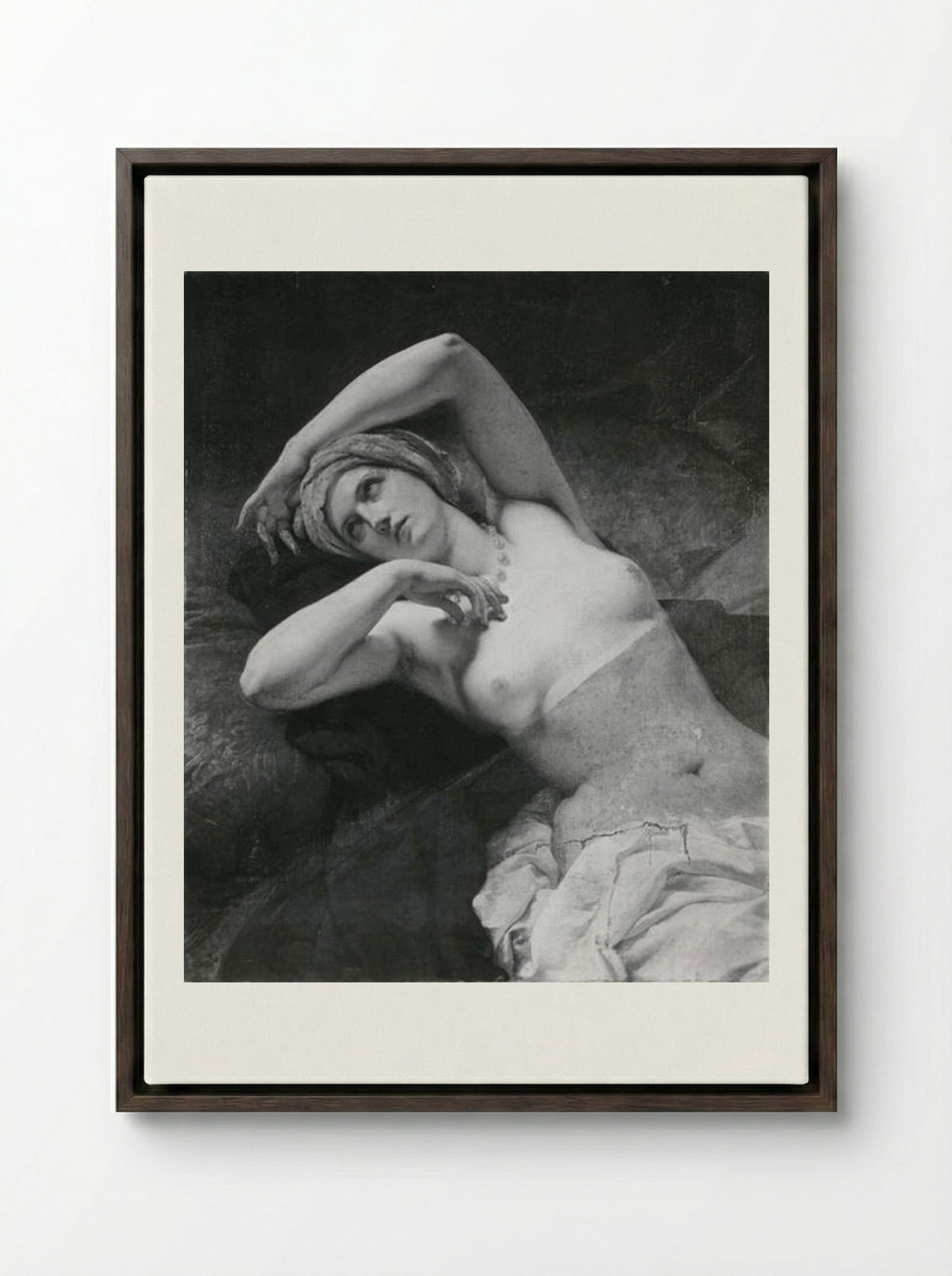 Odalisque - Francesco Hayez - Framed Canvas Dark Wood