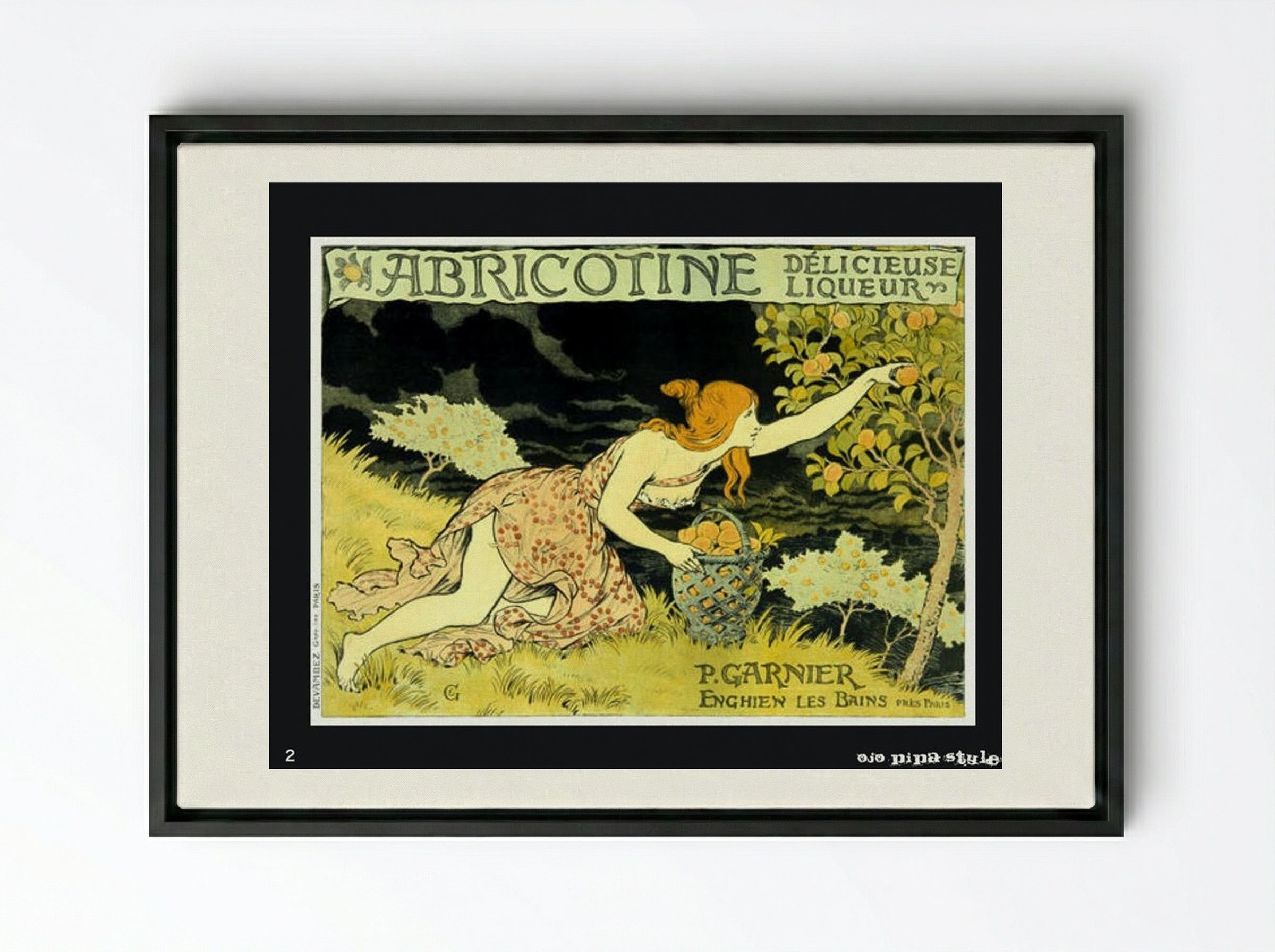 Abricotine - Eugène Grasset - Framed Canvas Black