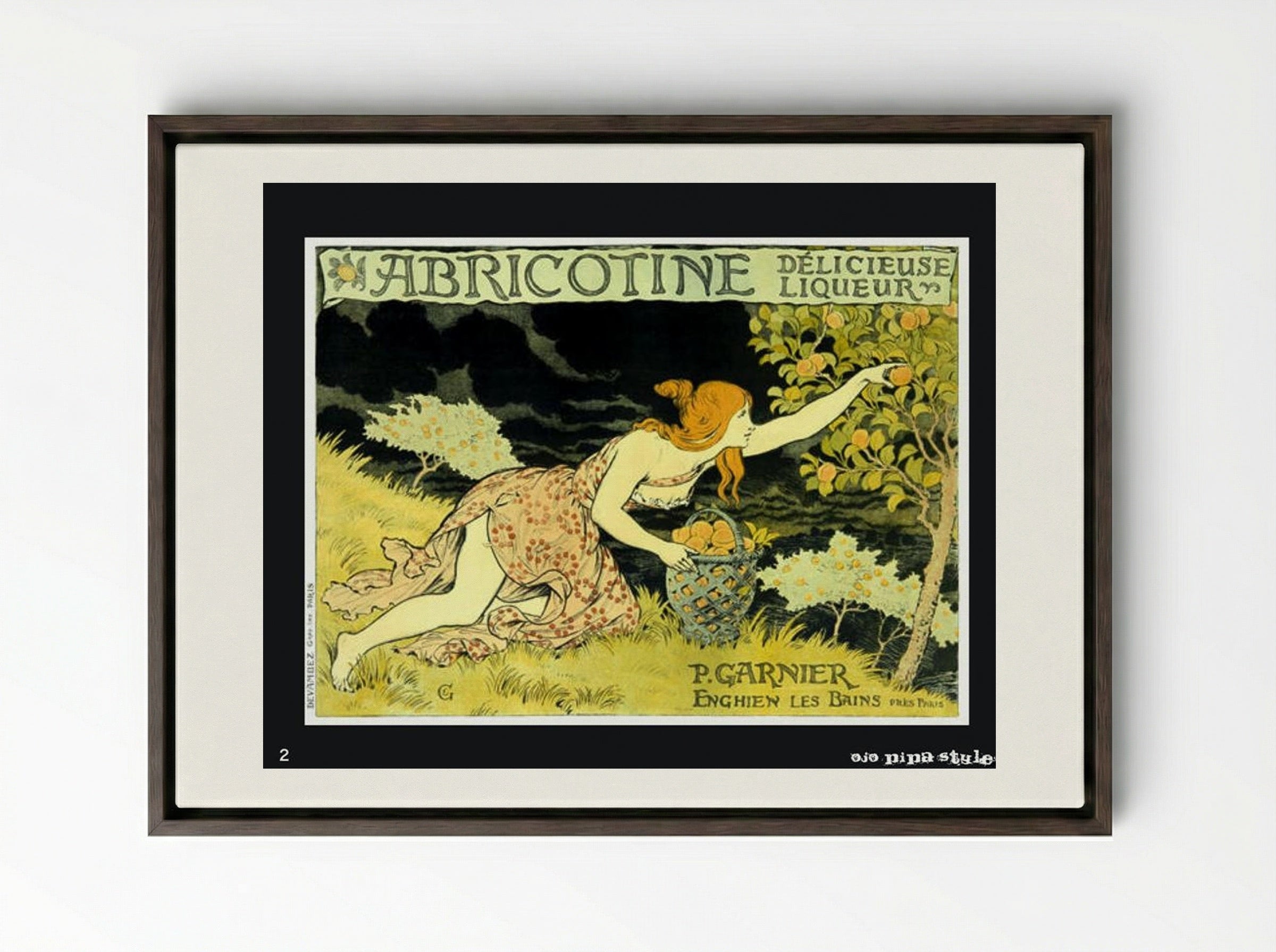 Abricotine - Eugène Grasset - Framed Canvas Dark Wood