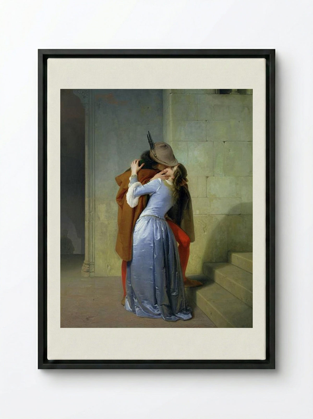 The Kiss - Francesco Hayez - Framed Canvas Black