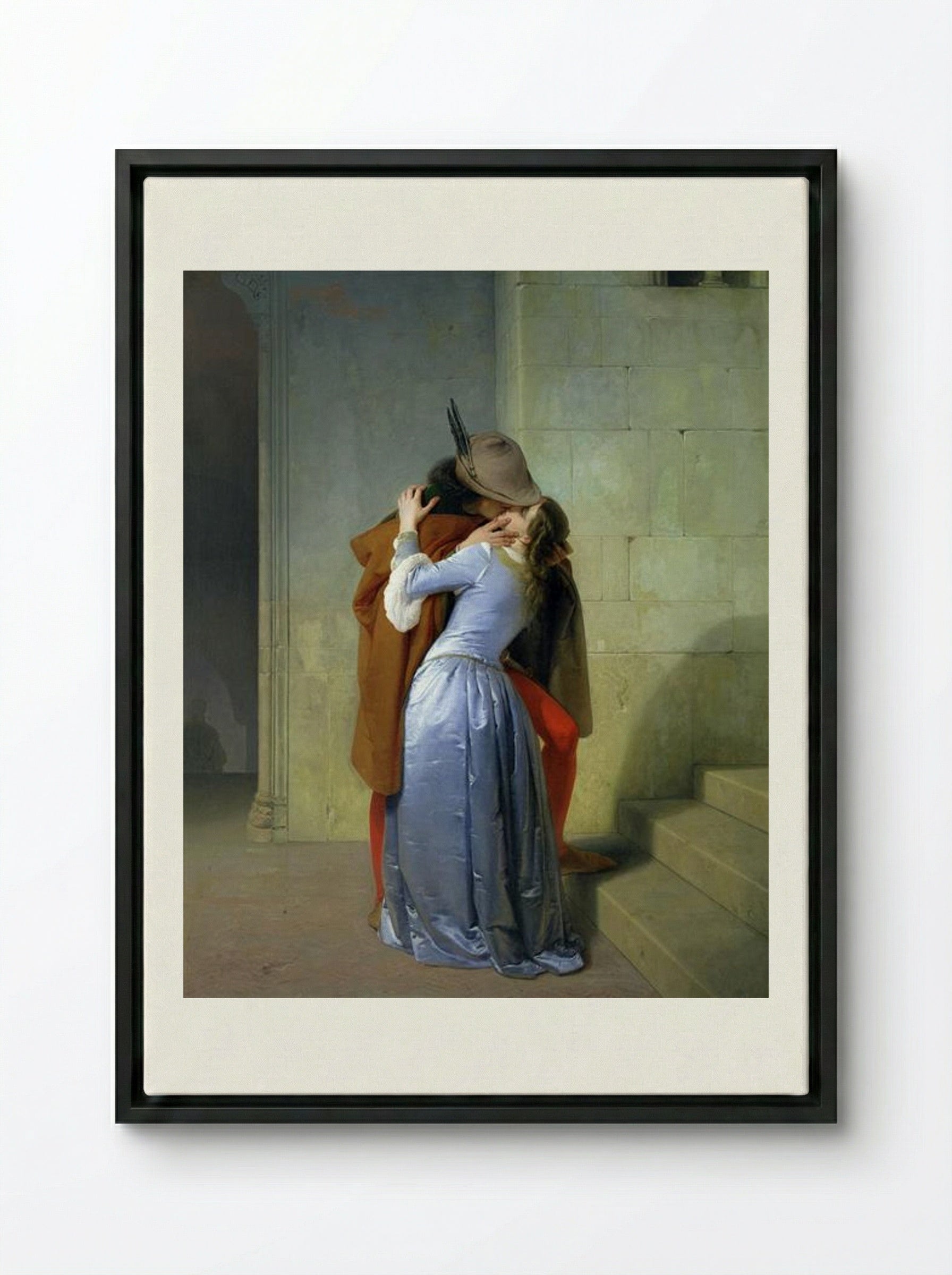 The Kiss - Francesco Hayez - Framed Canvas Black