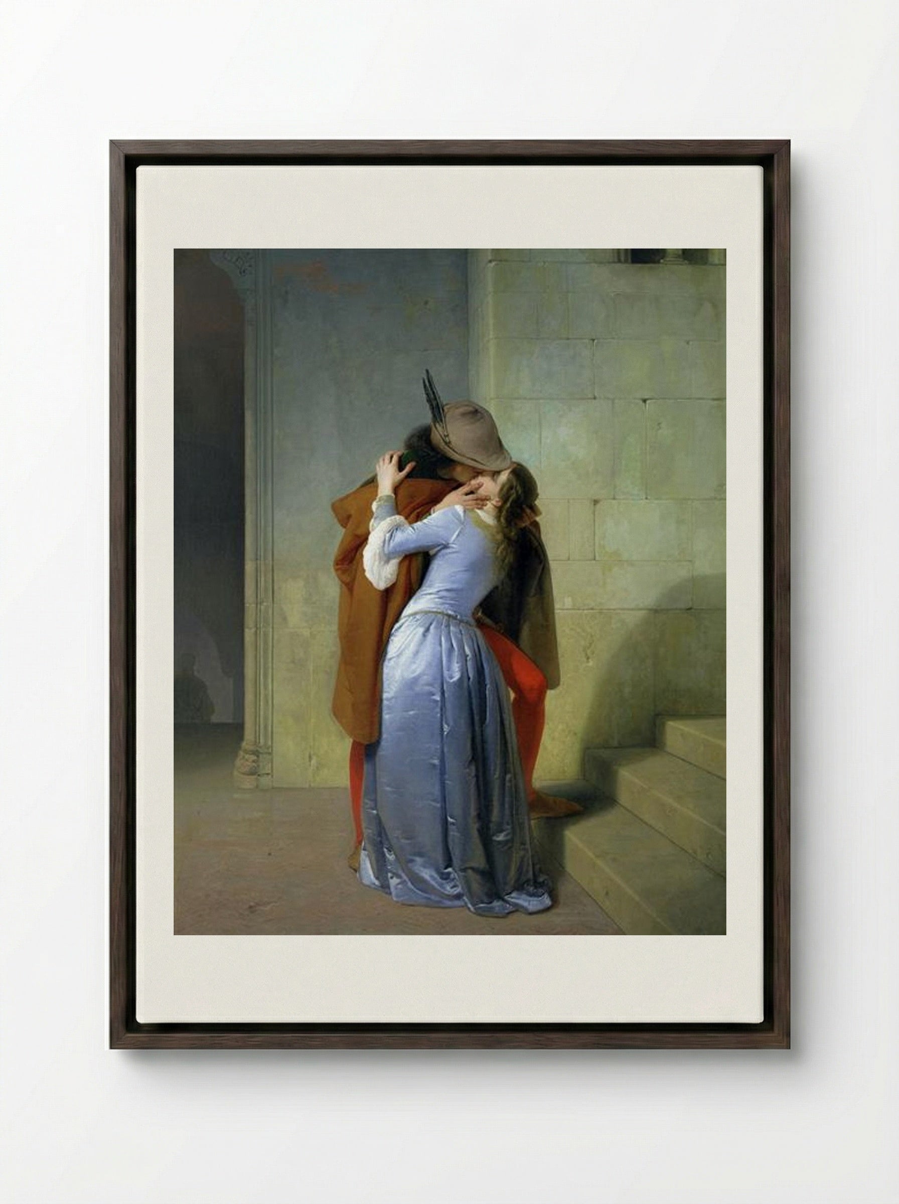 The Kiss - Francesco Hayez - Framed Canvas Dark Wood
