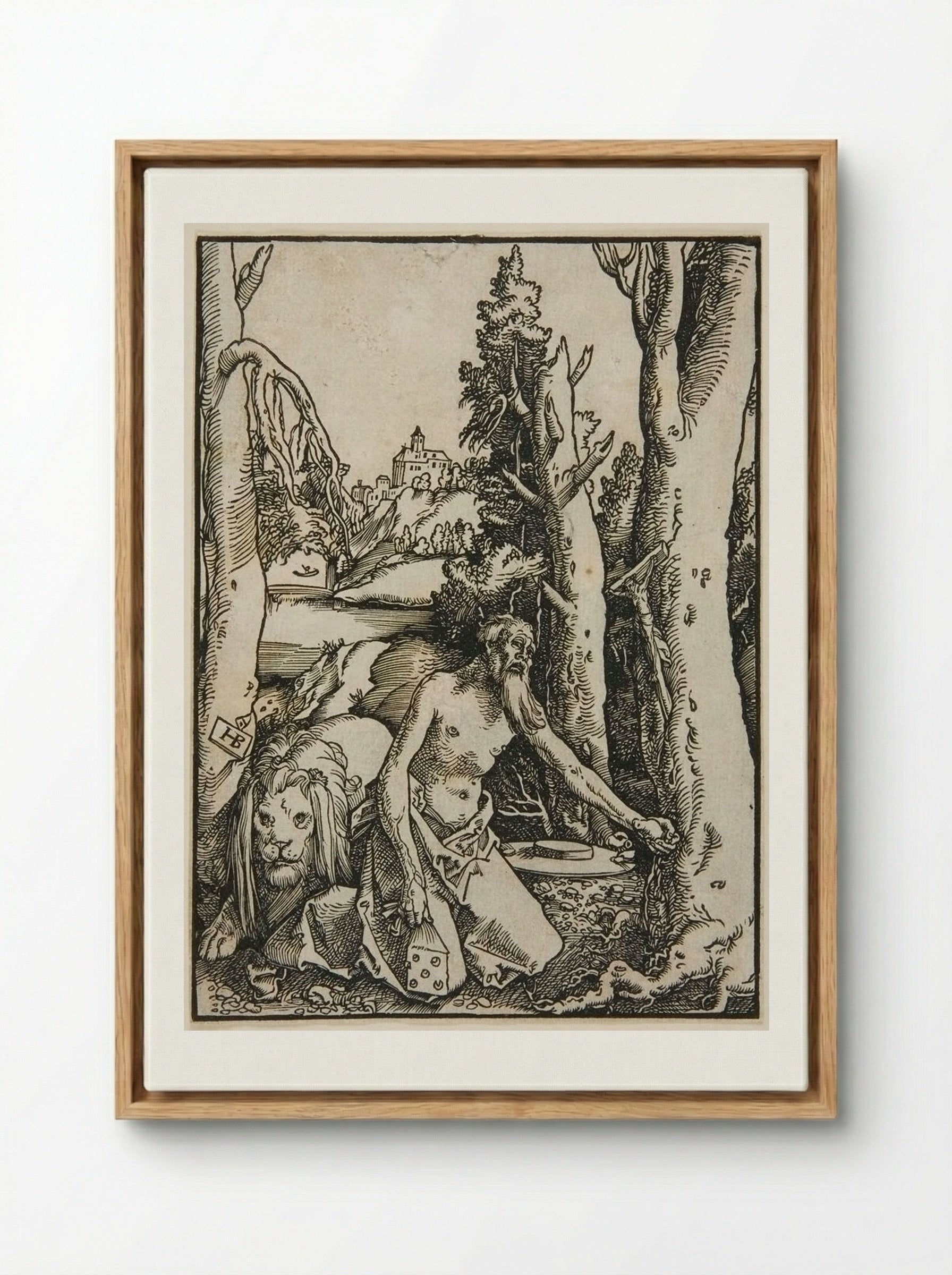 Saint Jerome in the Desert - Hans Baldung Grien - Framed Canvas Wood