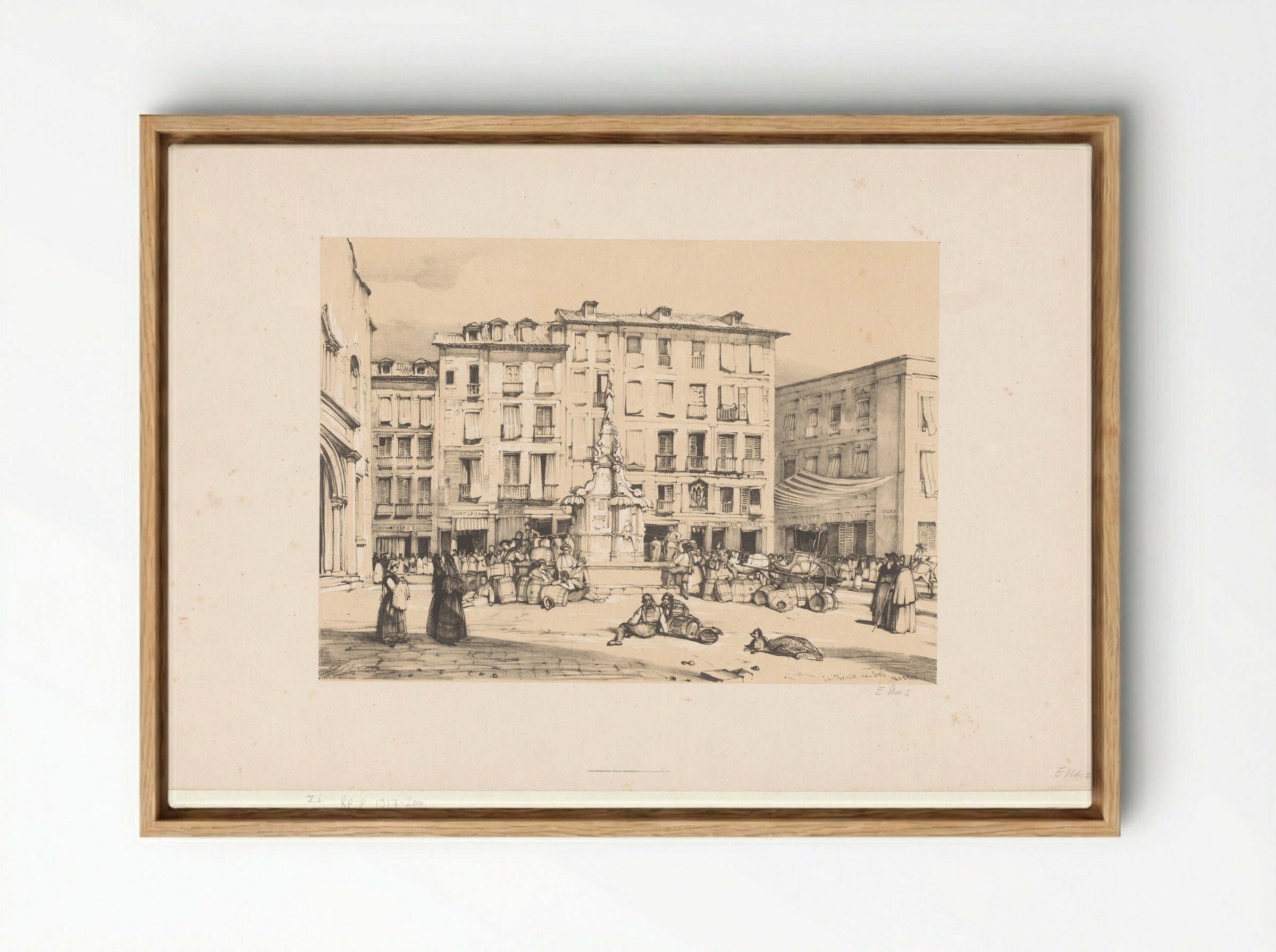 Schetsen van een reis naar Spanje: Puerta del Sol, te Madrid - John Frederick Lewis - Framed Canvas Wood