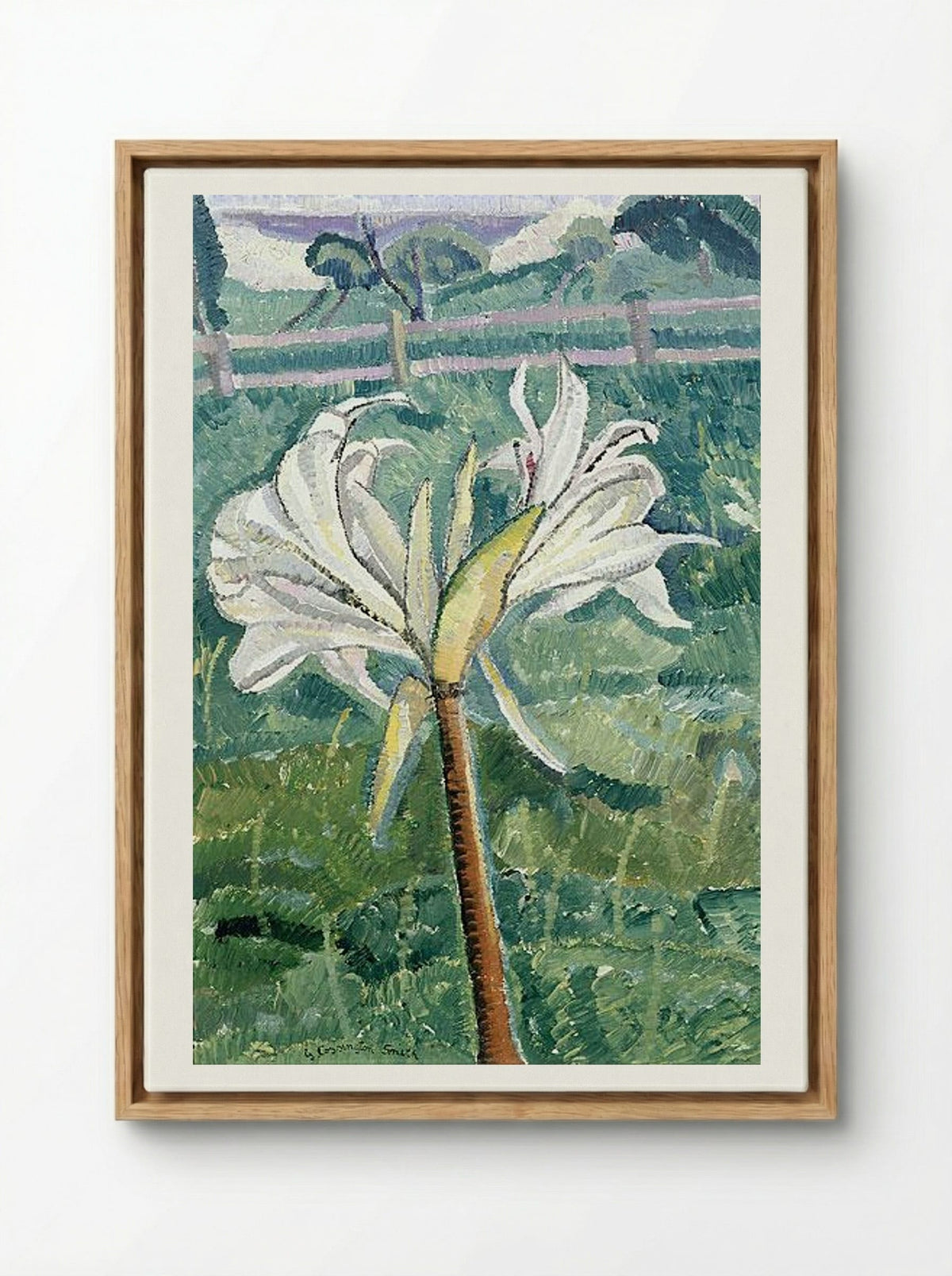 Lily growing in a field by the sea - Grace Cossington Smith - Framed Canvas Wood