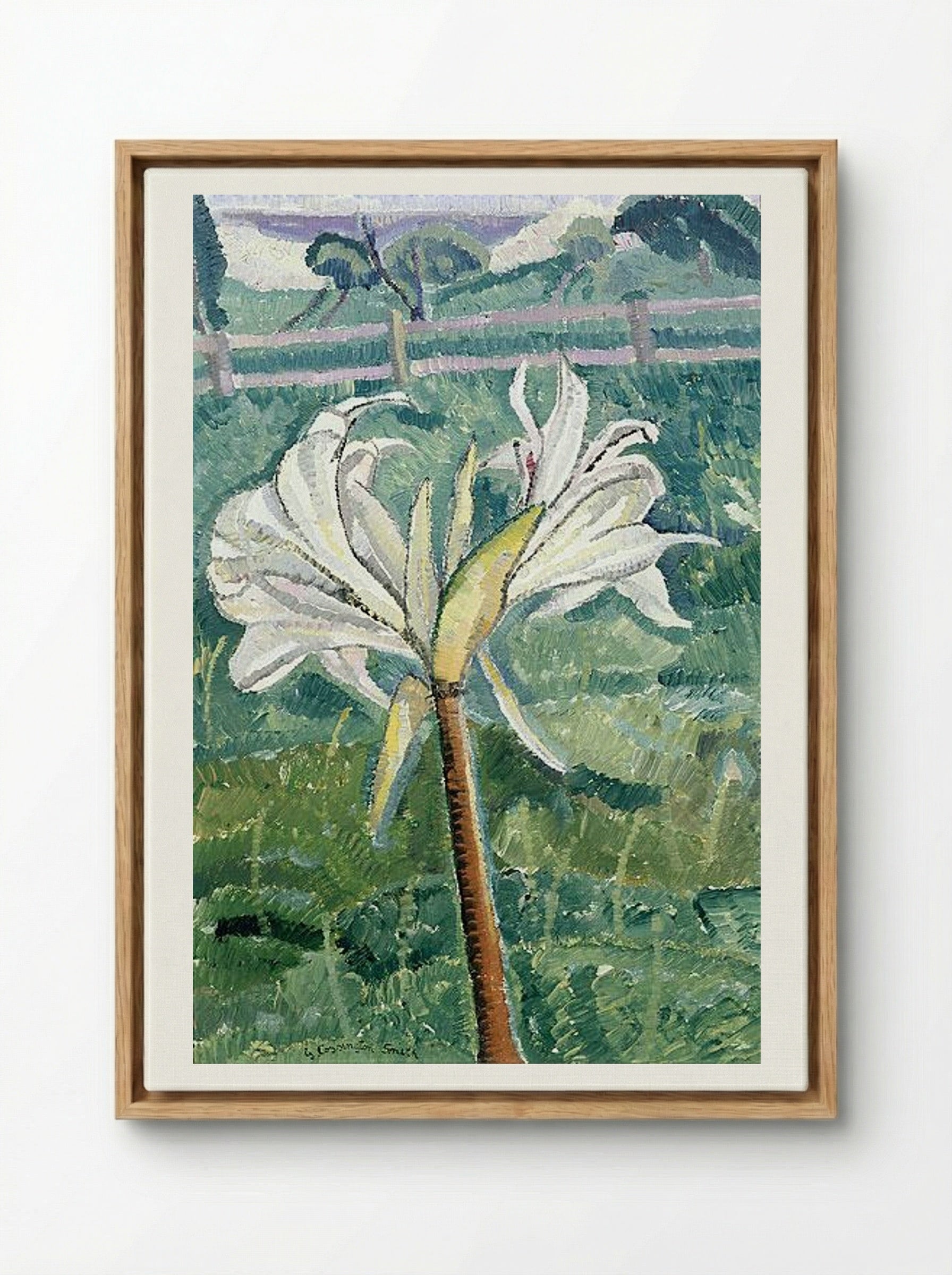 Lily growing in a field by the sea - Grace Cossington Smith - Framed Canvas Wood