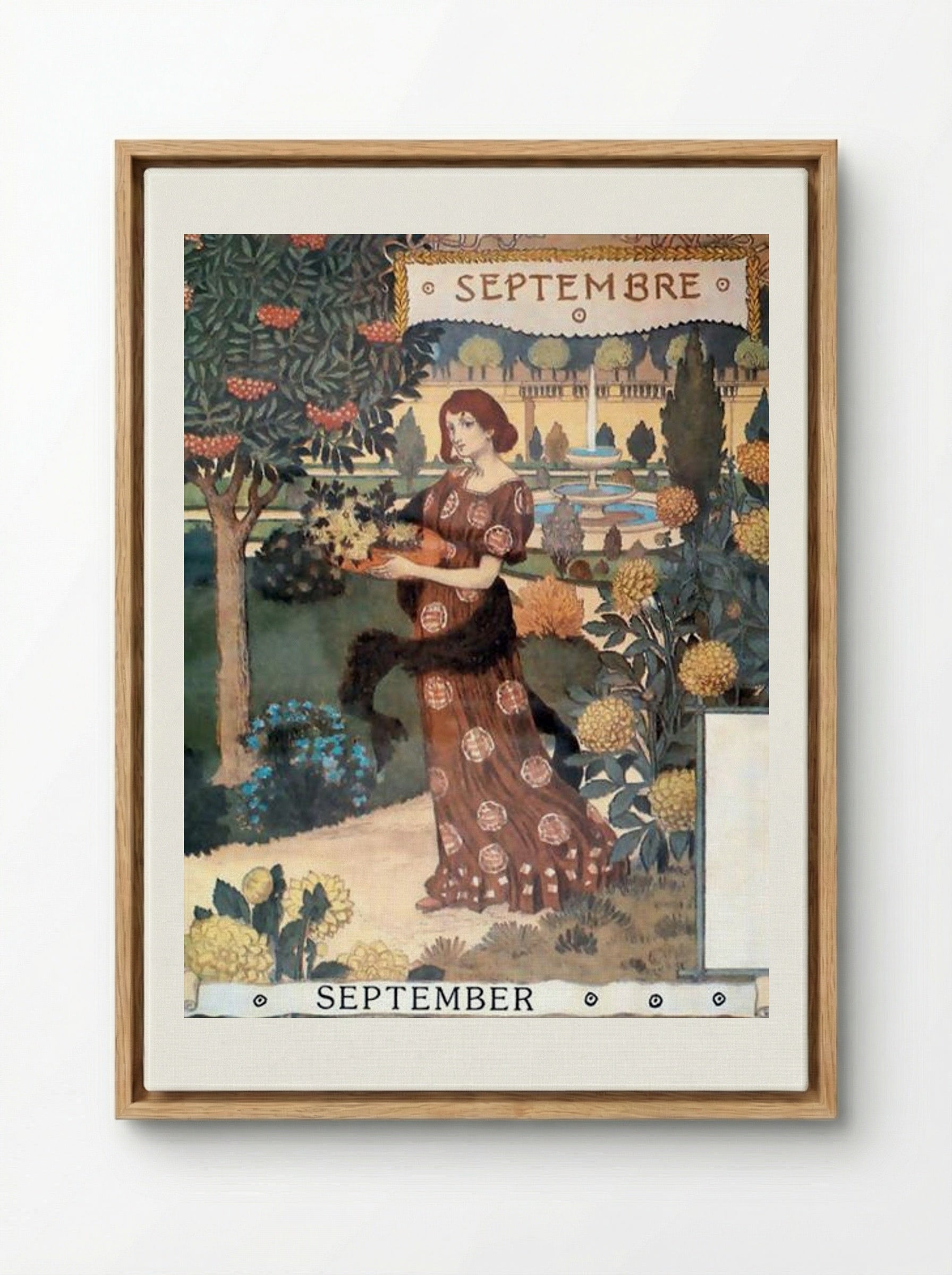 La Belle Jardinière - Septembre - Eugène Grasset - Framed Canvas Wood