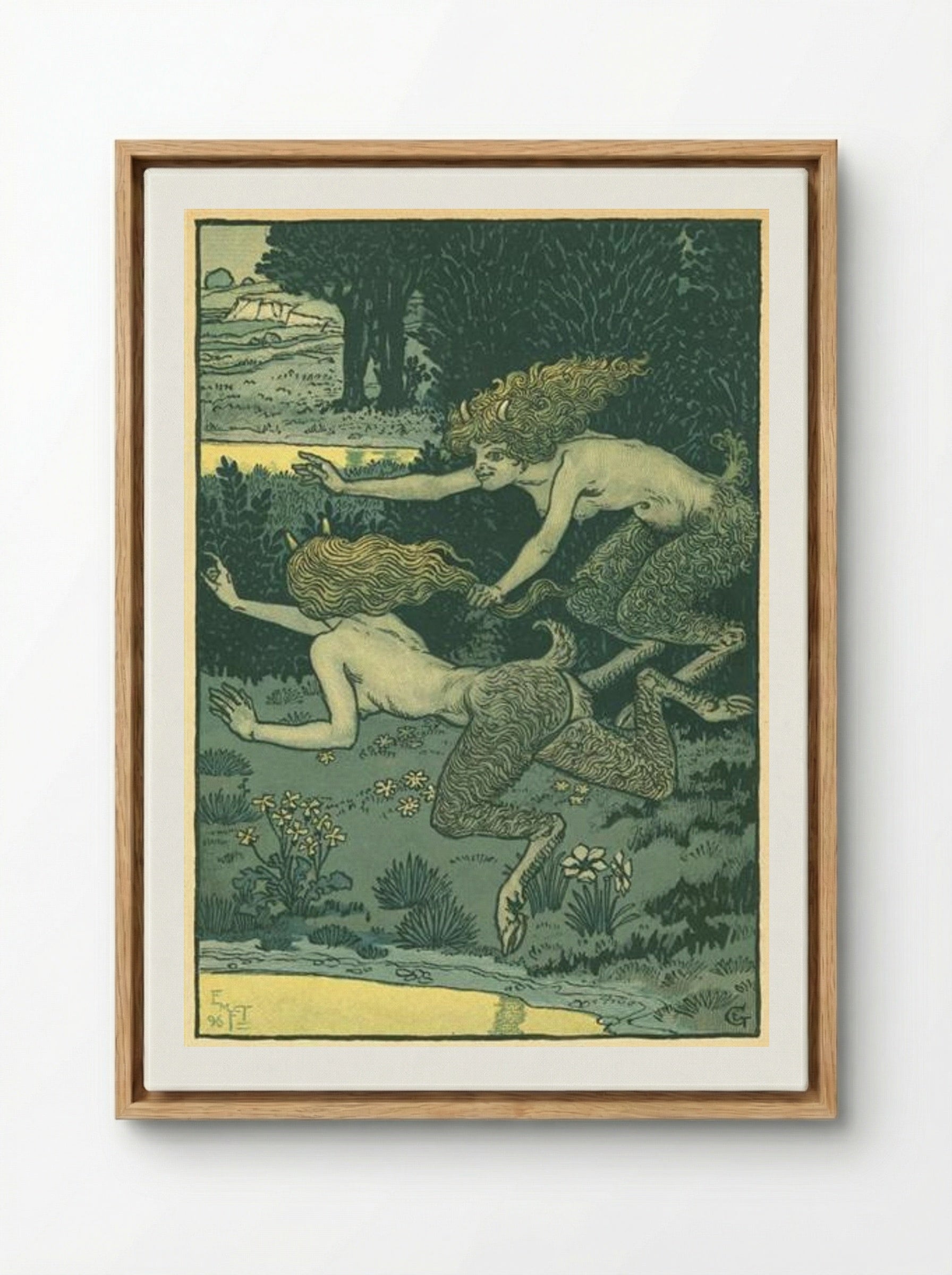 Les petites faunesses - Eugène Grasset - Framed Canvas Wood