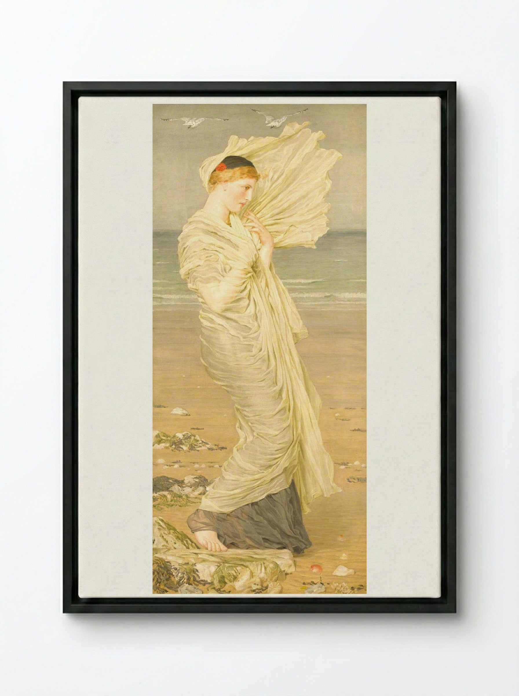 Seagulls - Albert Joseph Moore - Framed Canvas Black