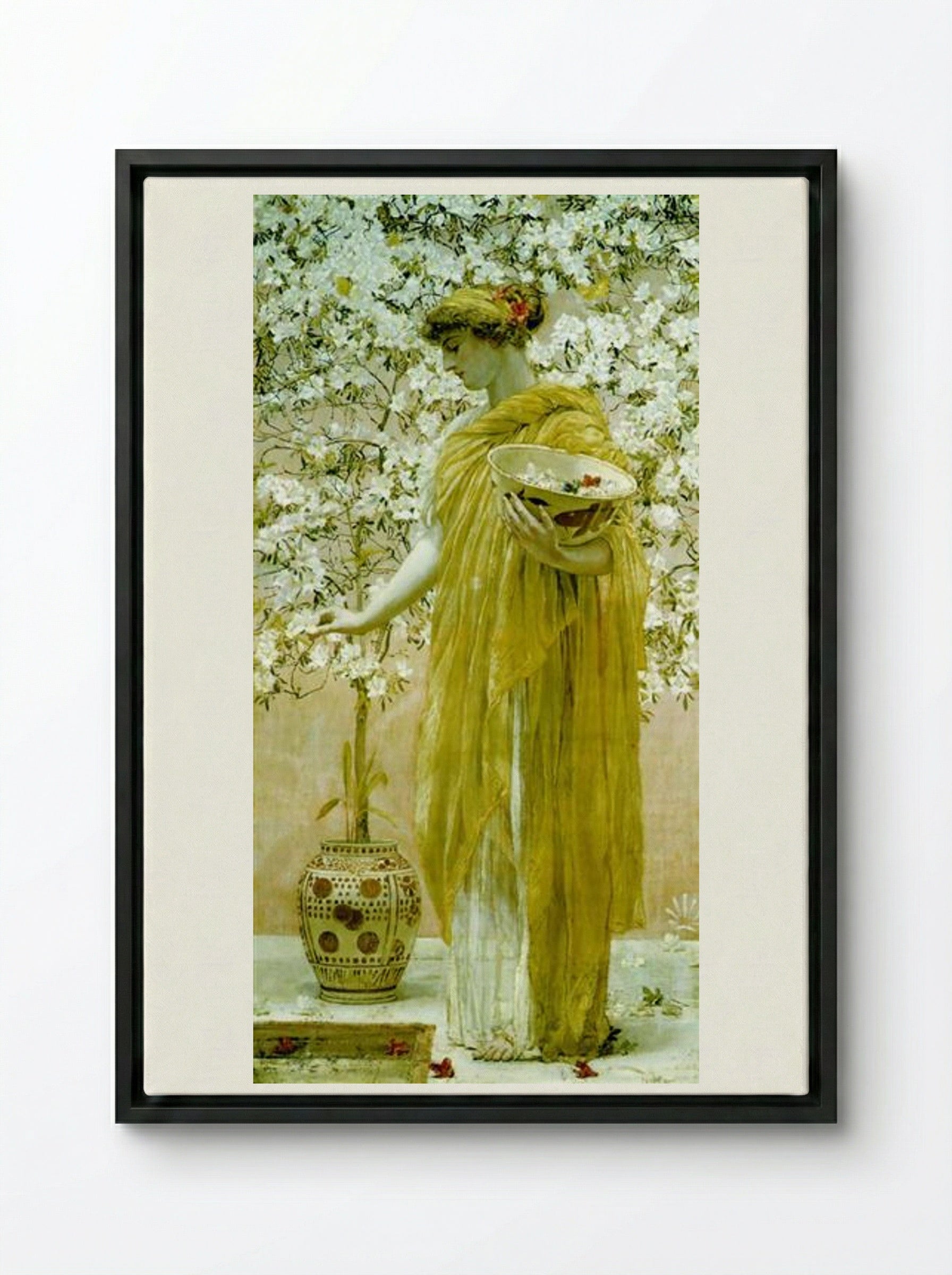 Azaleas - Albert Joseph Moore - Framed Canvas Black