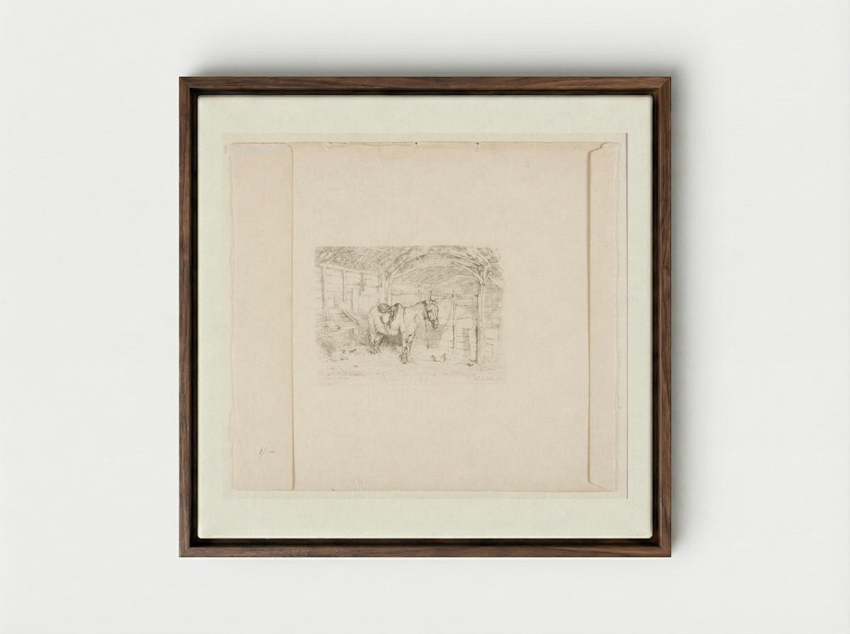 Interior of a Shed - John Frederick Lewis - Framed Canvas Dark Wood