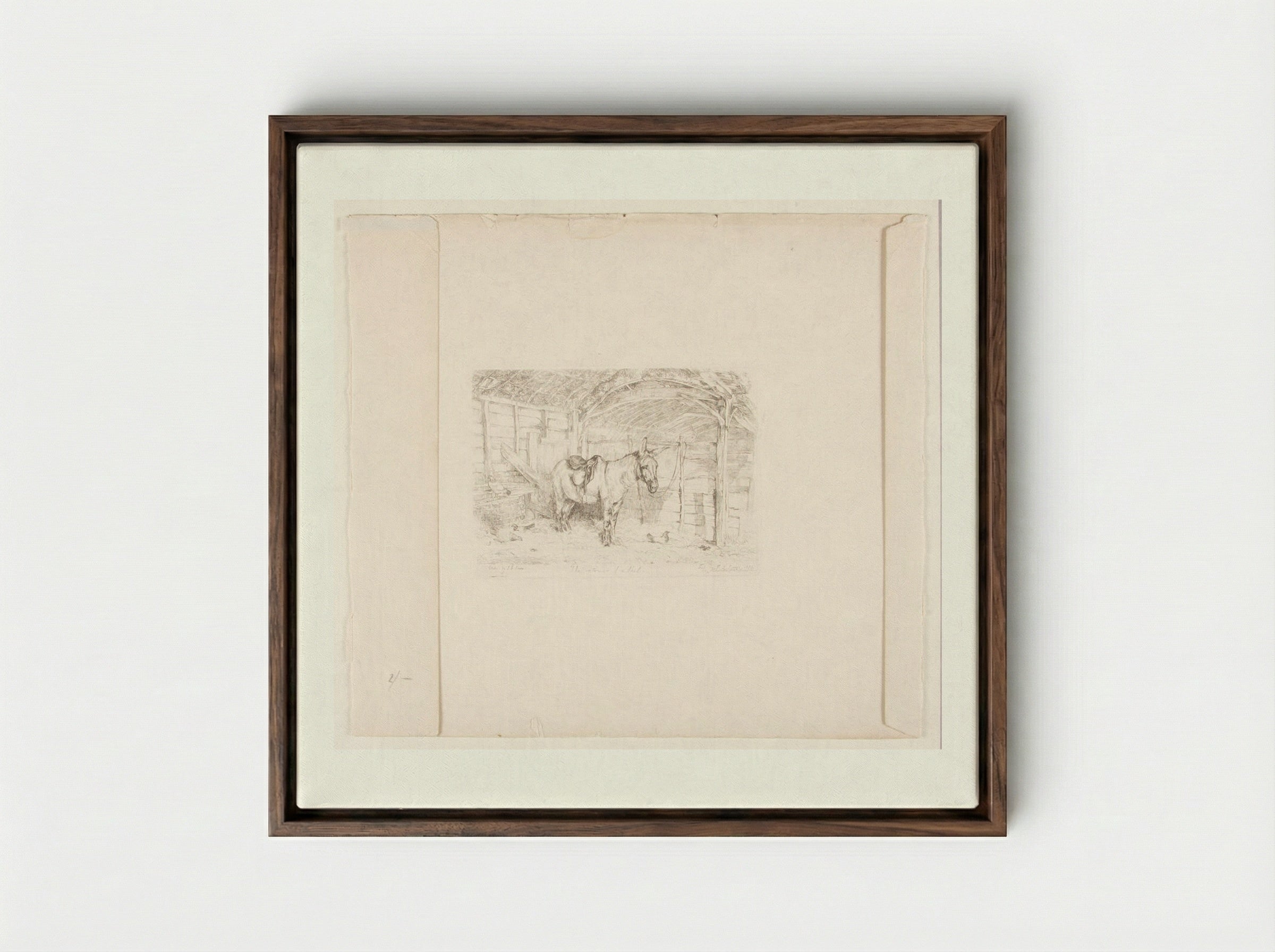 Interior of a Shed - John Frederick Lewis - Framed Canvas Dark Wood