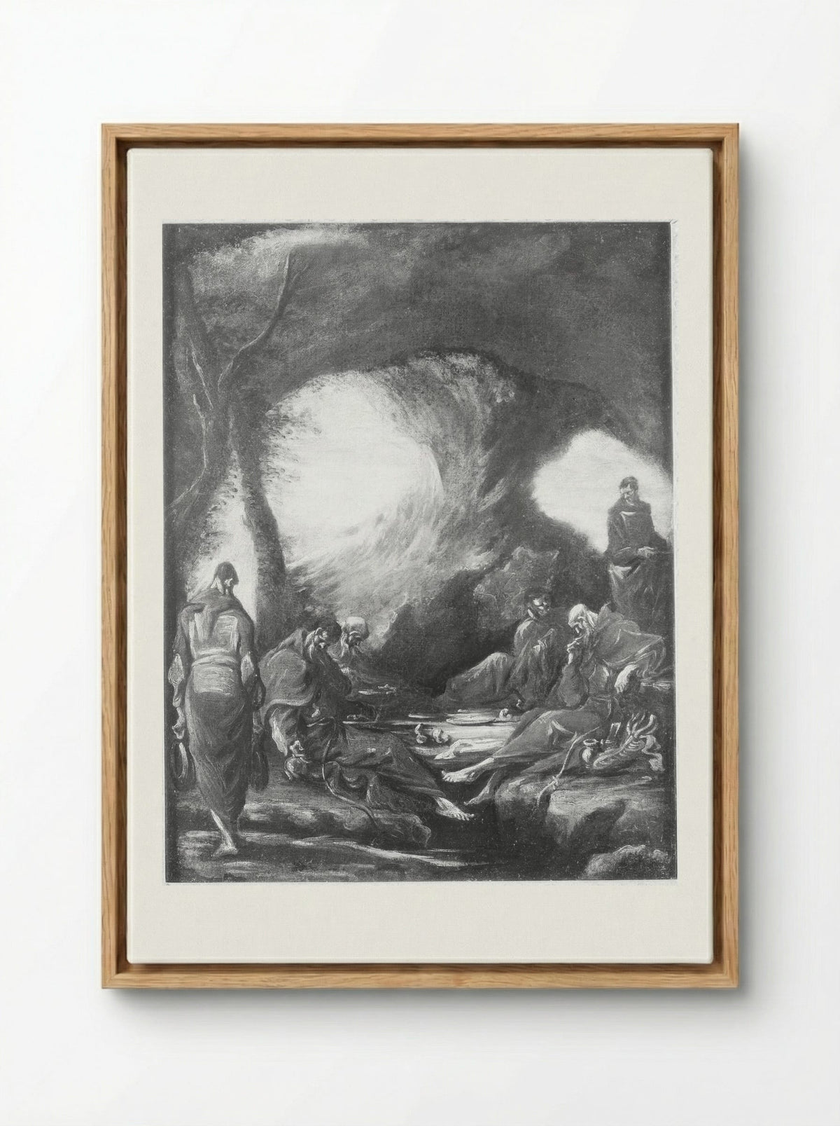 Monks in a Grotto - Alessandro Magnasco - Framed Canvas Wood