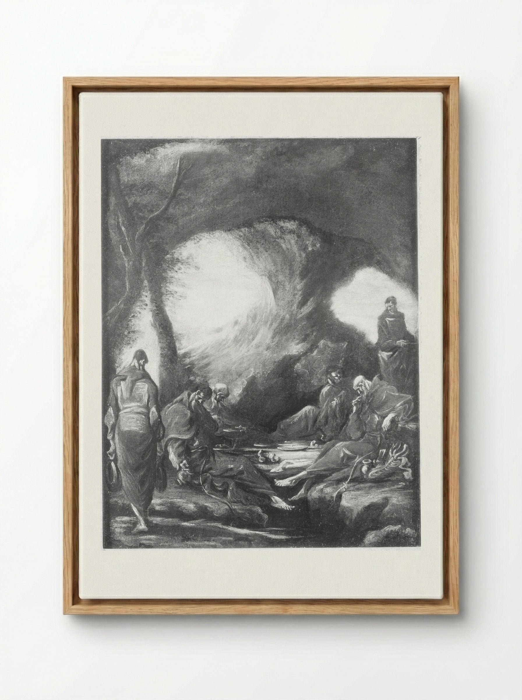 Monks in a Grotto - Alessandro Magnasco - Framed Canvas Wood