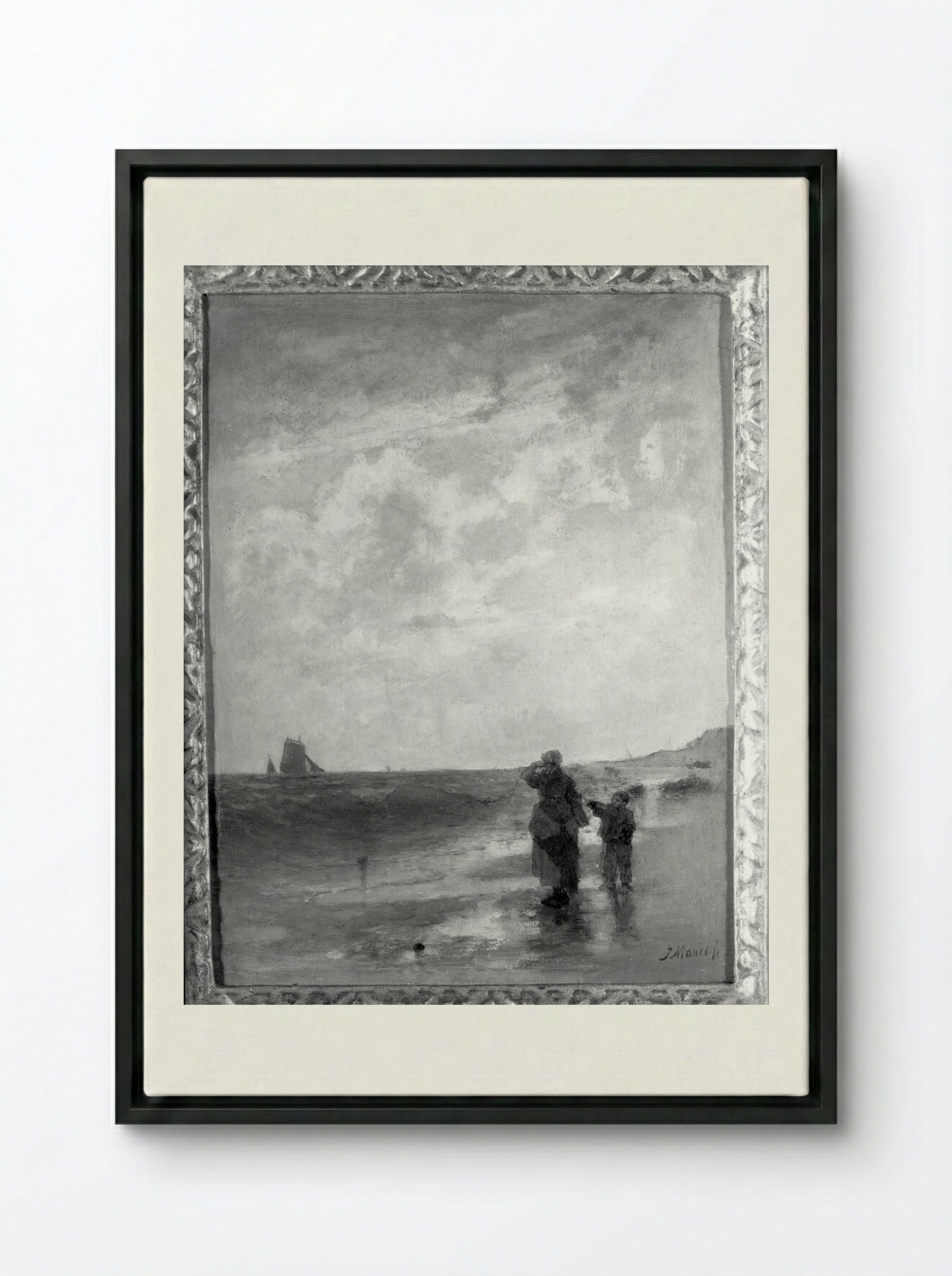 Seascape - Jacob Maris - Framed Canvas Black
