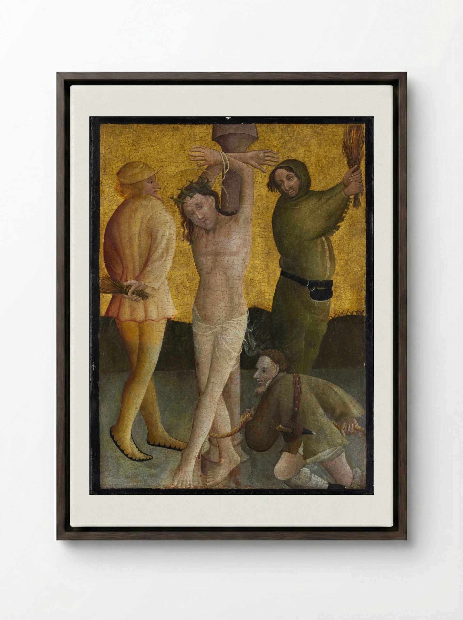 The Flagellation - Master of the Berswordt Altar - Framed Canvas Dark Wood