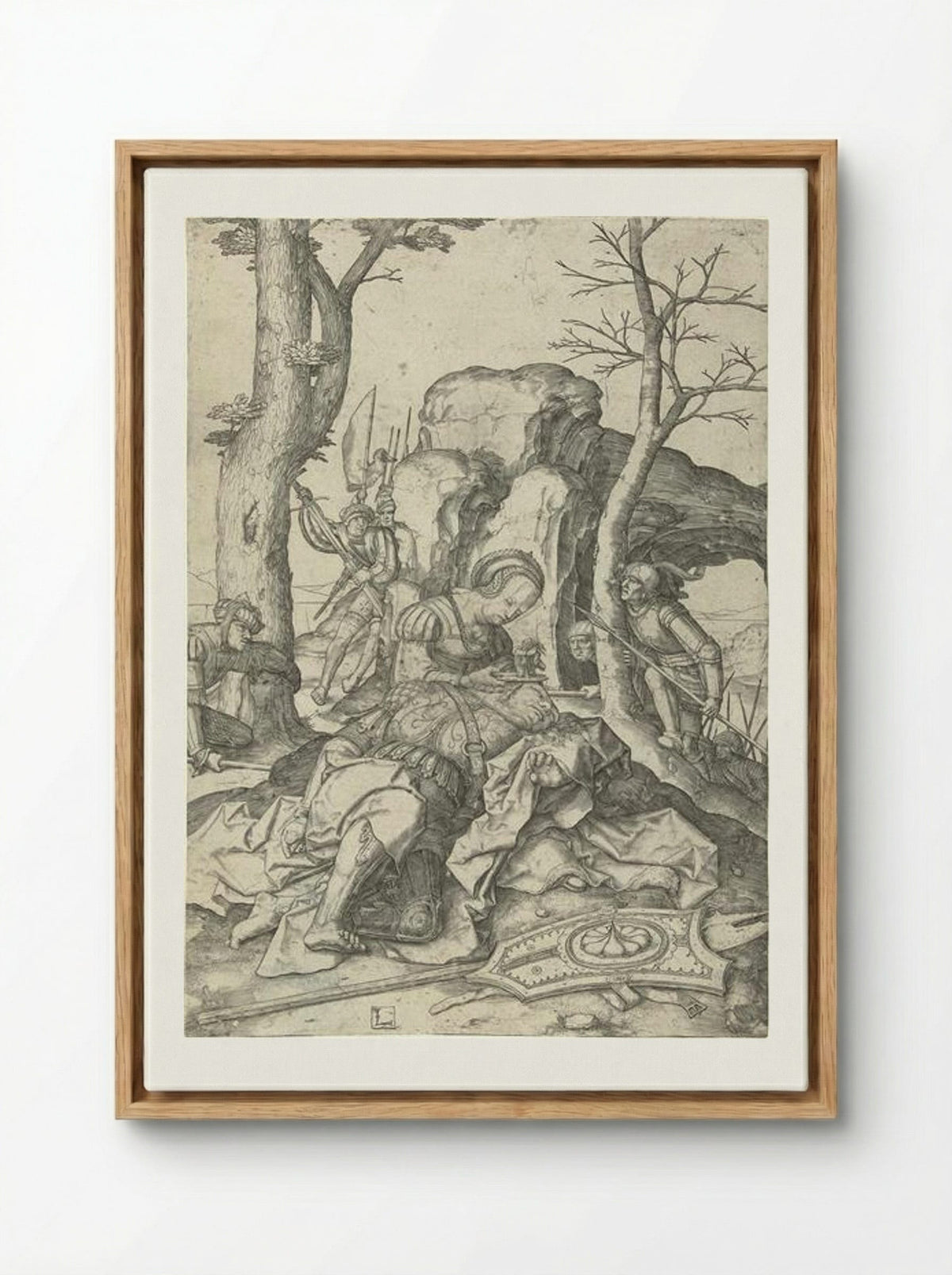 Samson and Delilah - Lucas van Leyden - Framed Canvas Wood