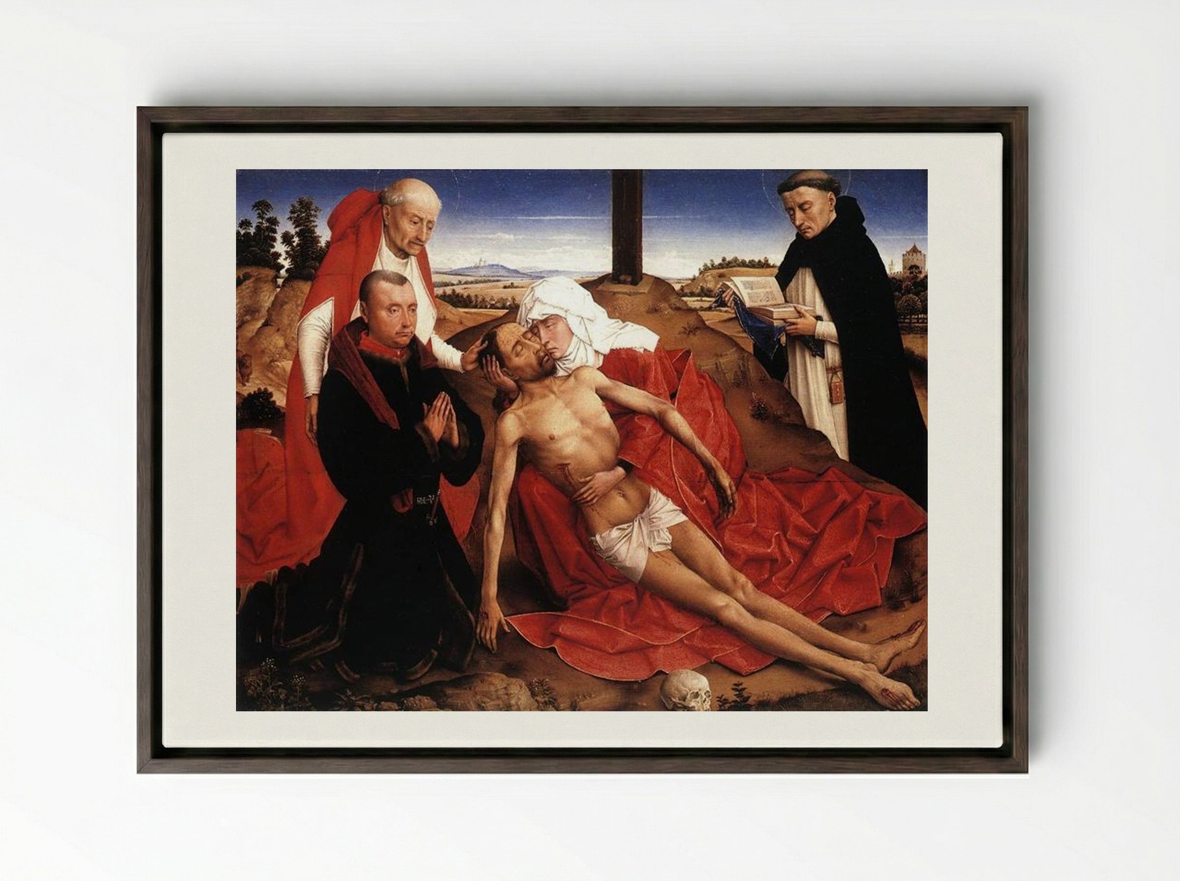 Lamentation - Rogier van der Weyden - Framed Canvas Dark Wood