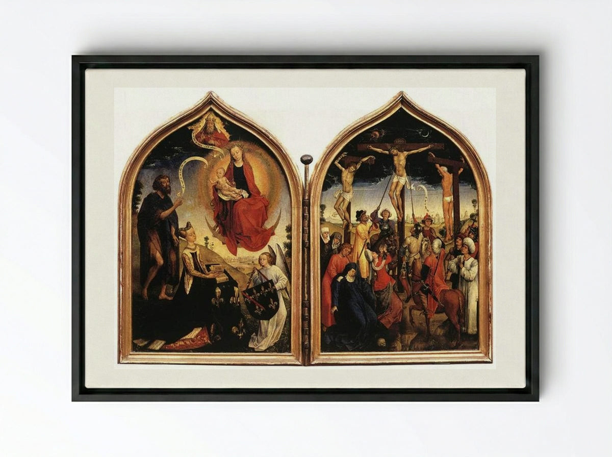 Diptych of Jeanne of France - Rogier van der Weyden - Framed Canvas Black