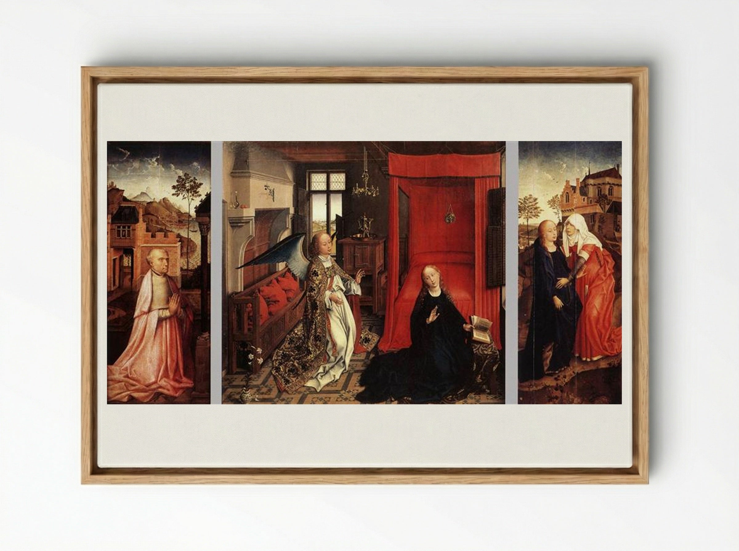 The Annunciation (The Bladelin Triptych) - Rogier van der Weyden - Framed Canvas Wood
