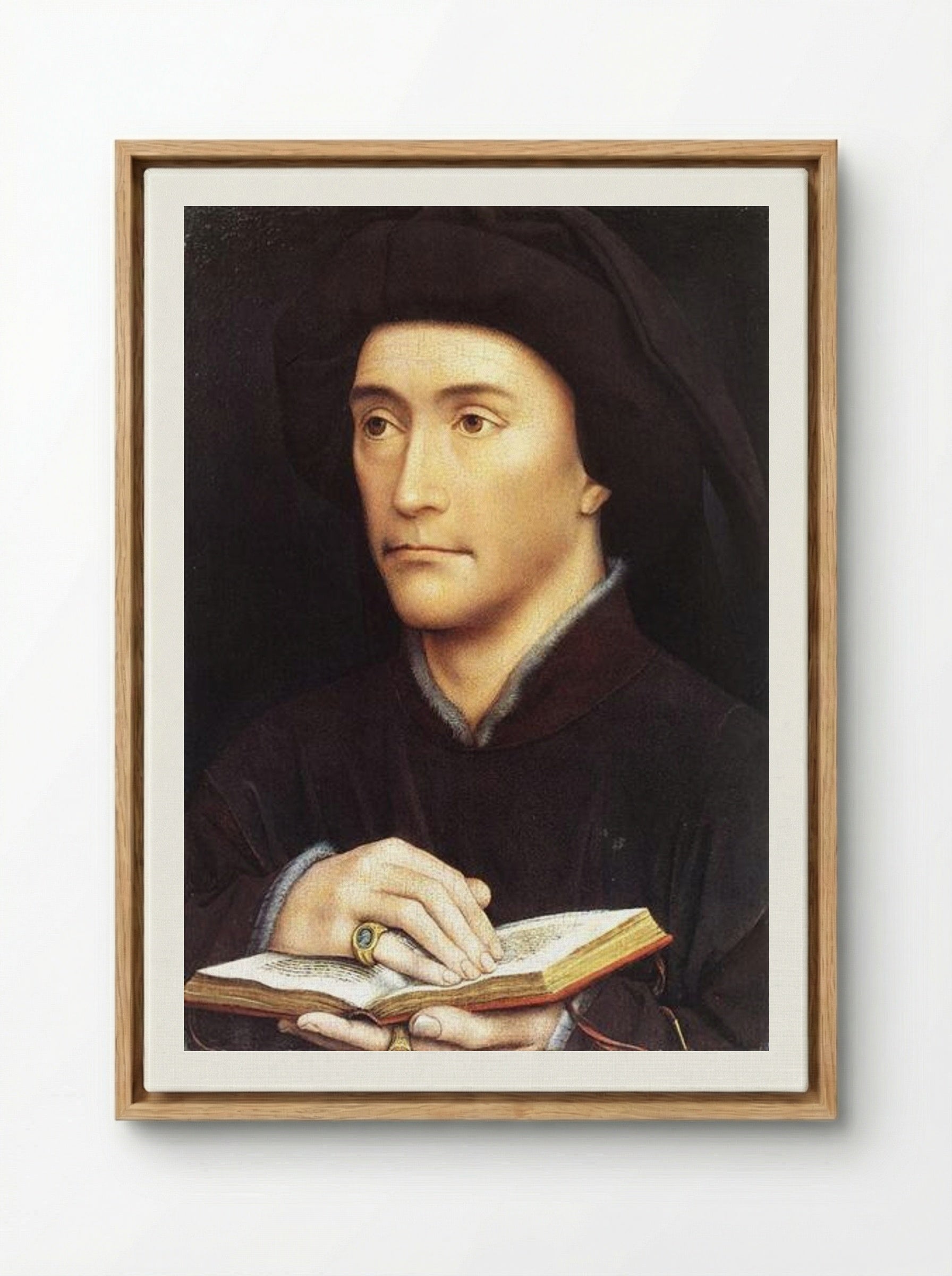 Portrait of a Man with a Book - Rogier van der Weyden - Framed Canvas Wood