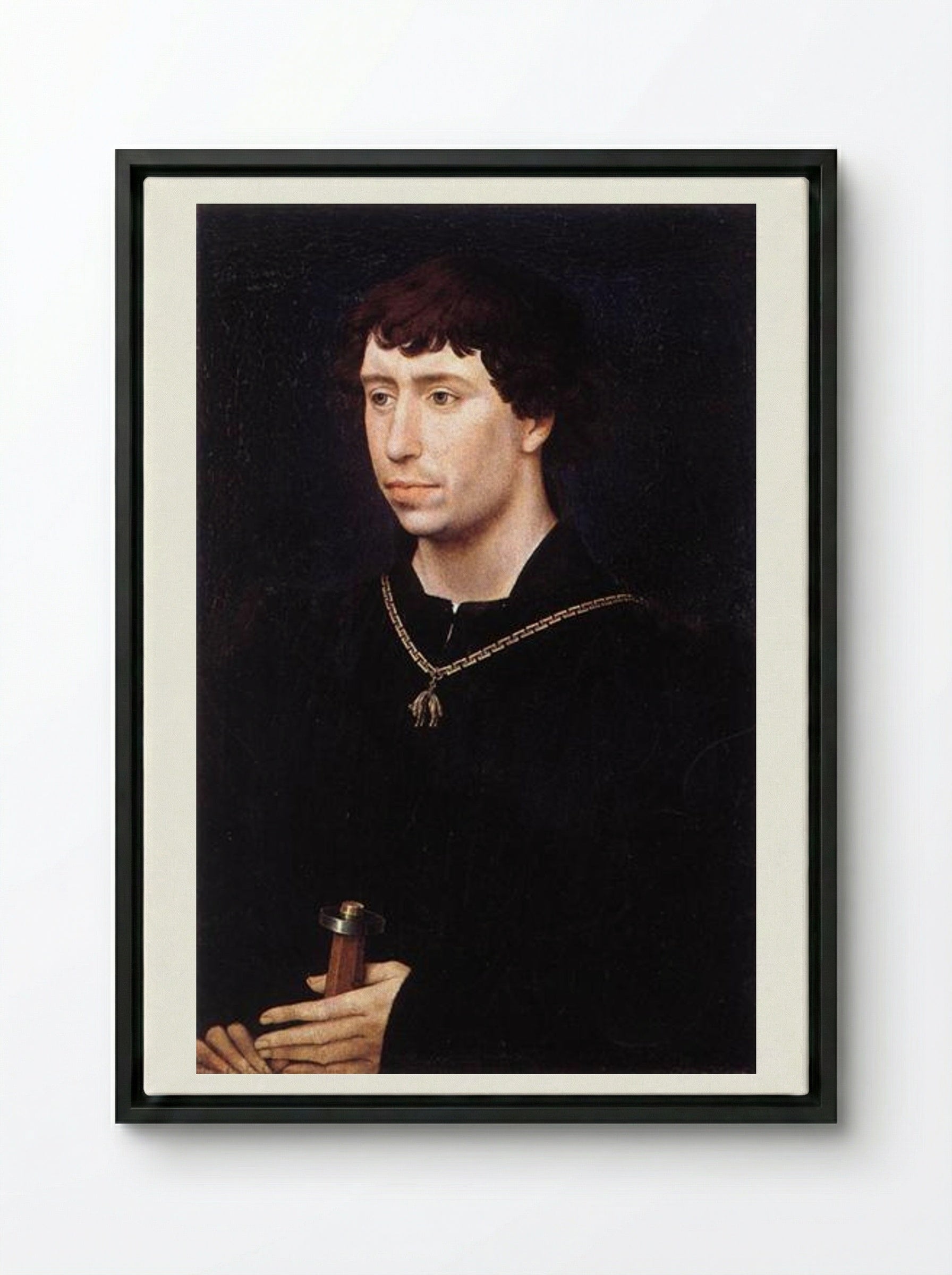 Portrait of Charles the Bold - Rogier van der Weyden - Framed Canvas Black
