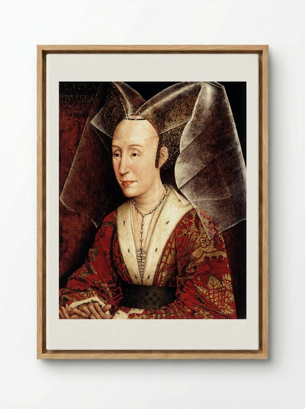 Portrait of Isabella of Portugal - Rogier van der Weyden - Framed Canvas Wood