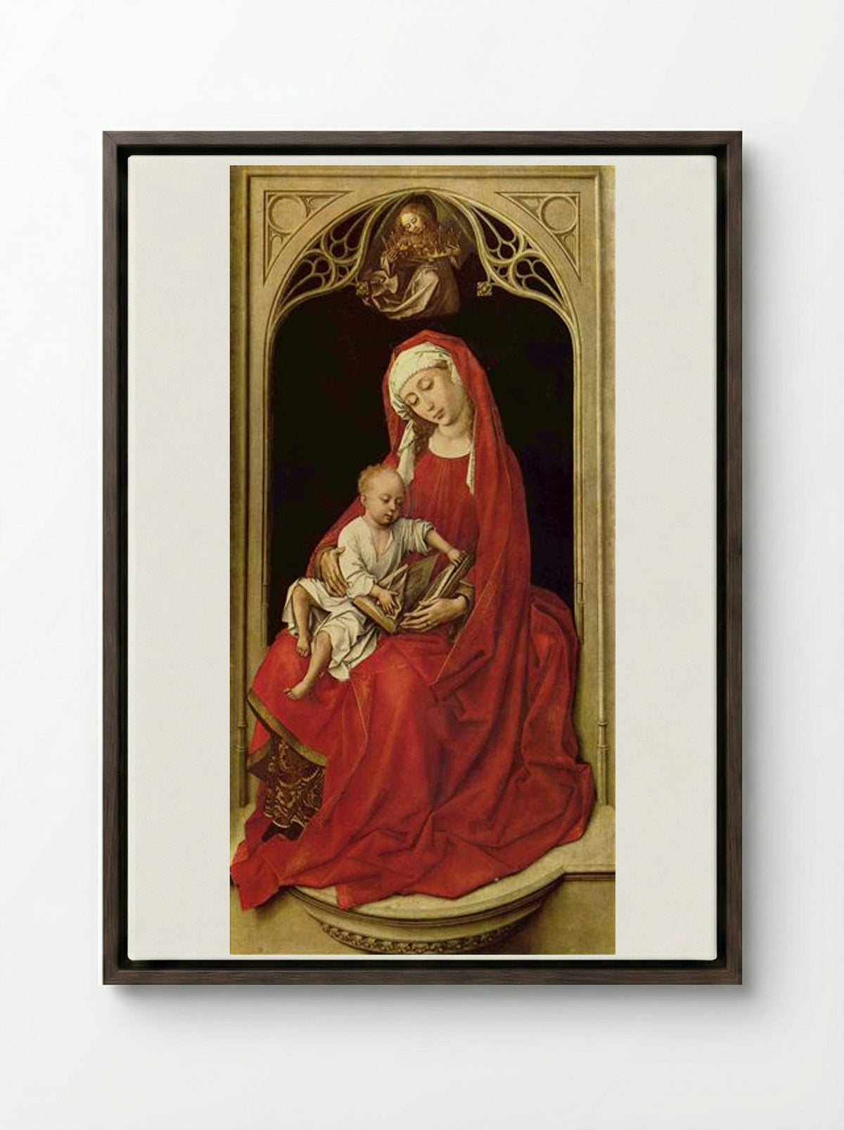Madonna and Child - Rogier van der Weyden - Framed Canvas Dark Wood