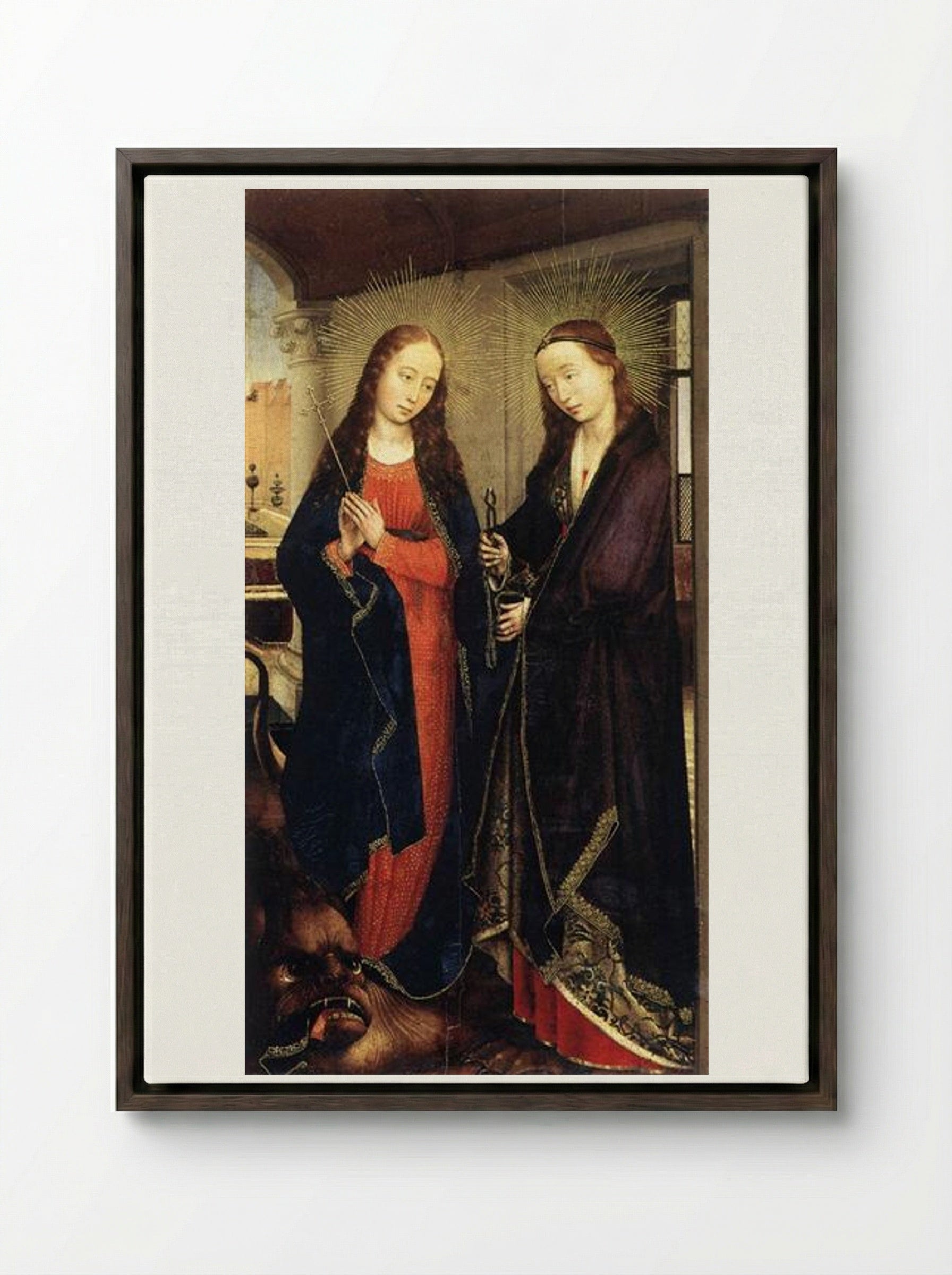 Saints Margaret and Apollonia - Rogier van der Weyden - Framed Canvas Dark Wood