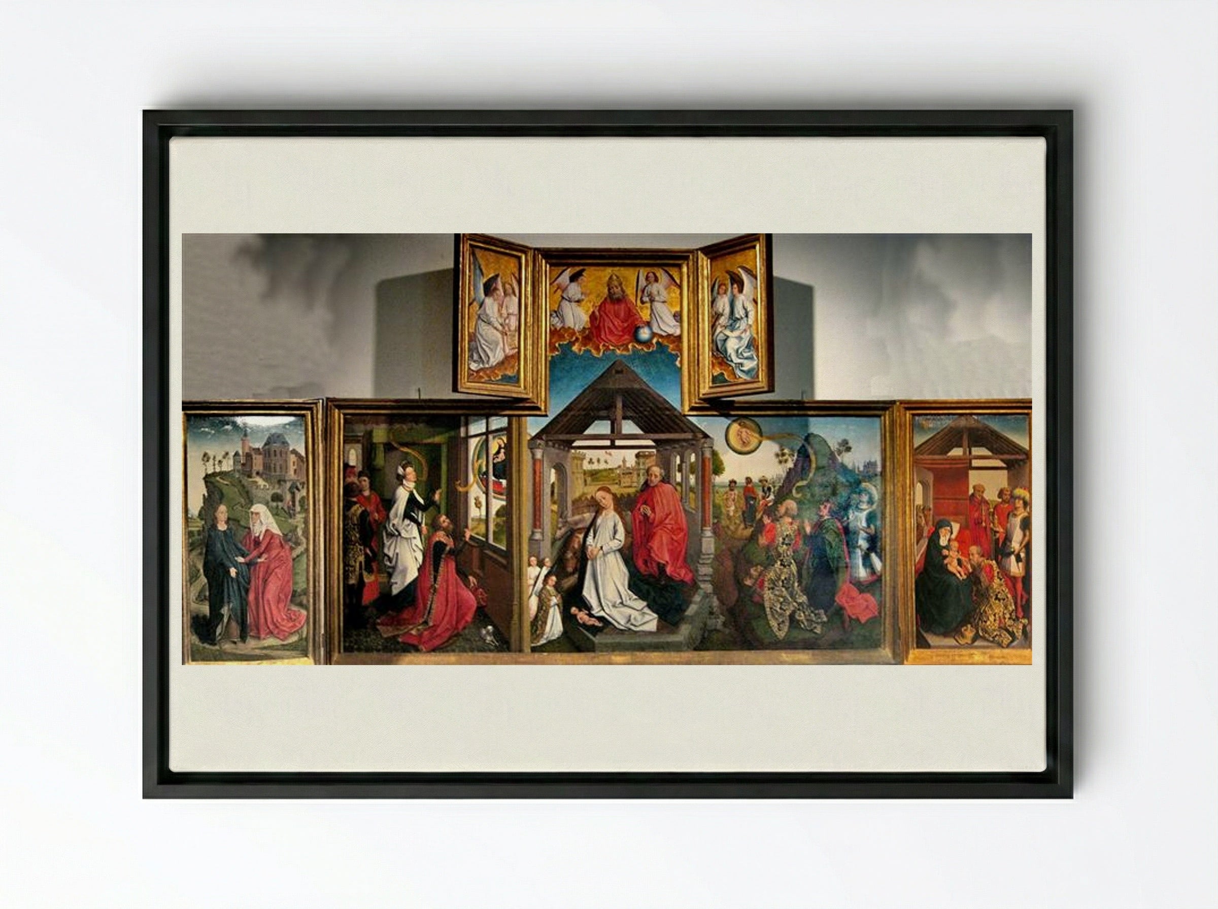 The Bladelin Triptych - Rogier van der Weyden - Framed Canvas Black