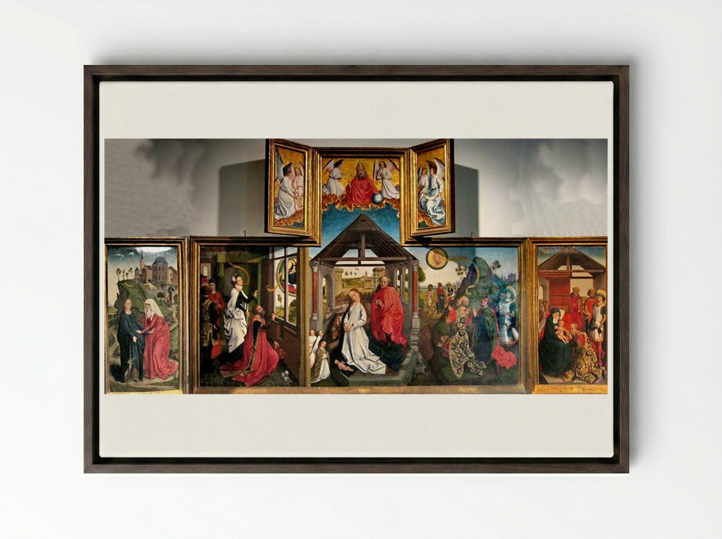 The Bladelin Triptych - Rogier van der Weyden - Framed Canvas Dark Wood