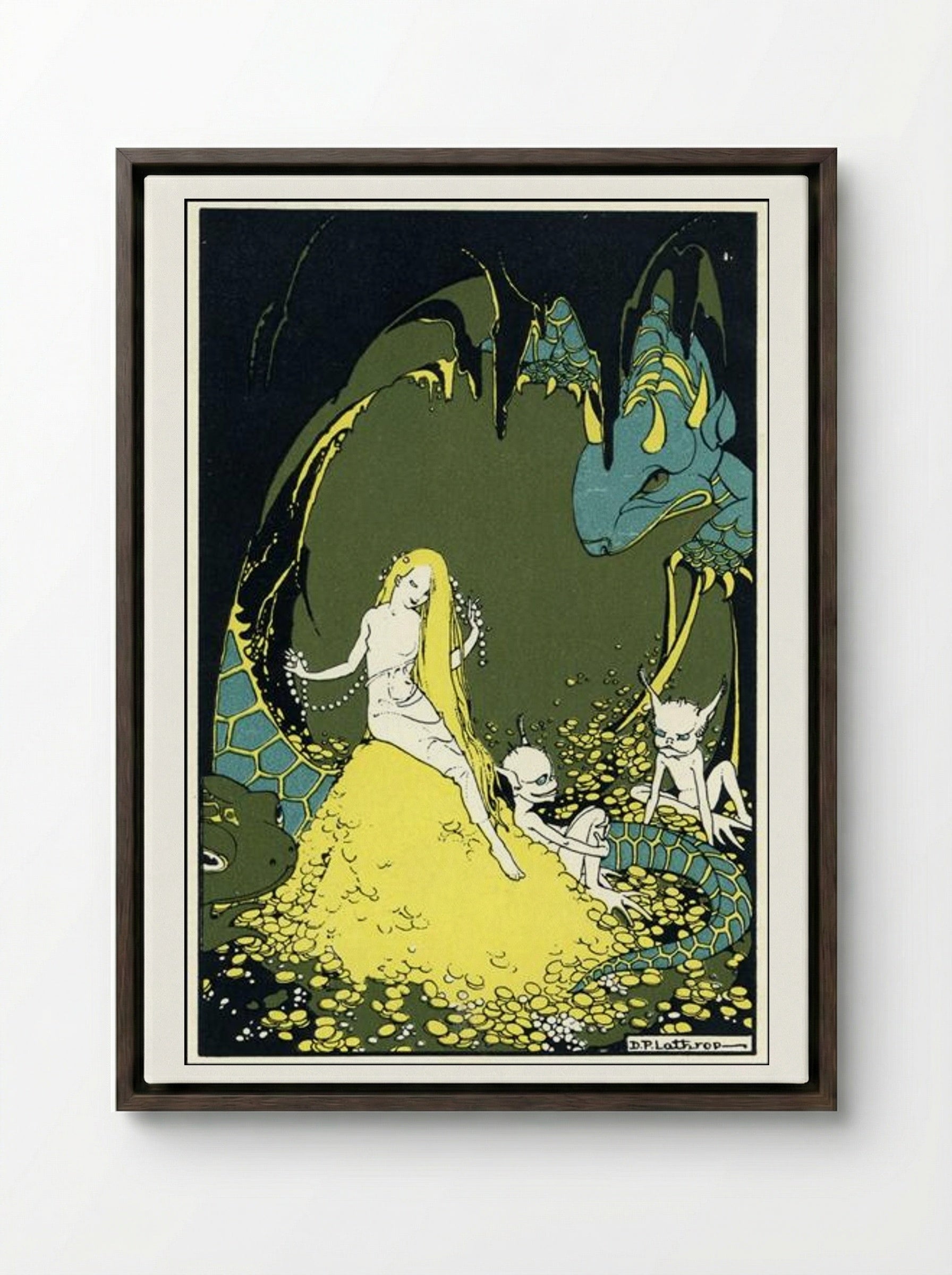 Illustration for The Treasure of Carcassonne - Dorothy Lathrop - Framed Canvas Dark Wood