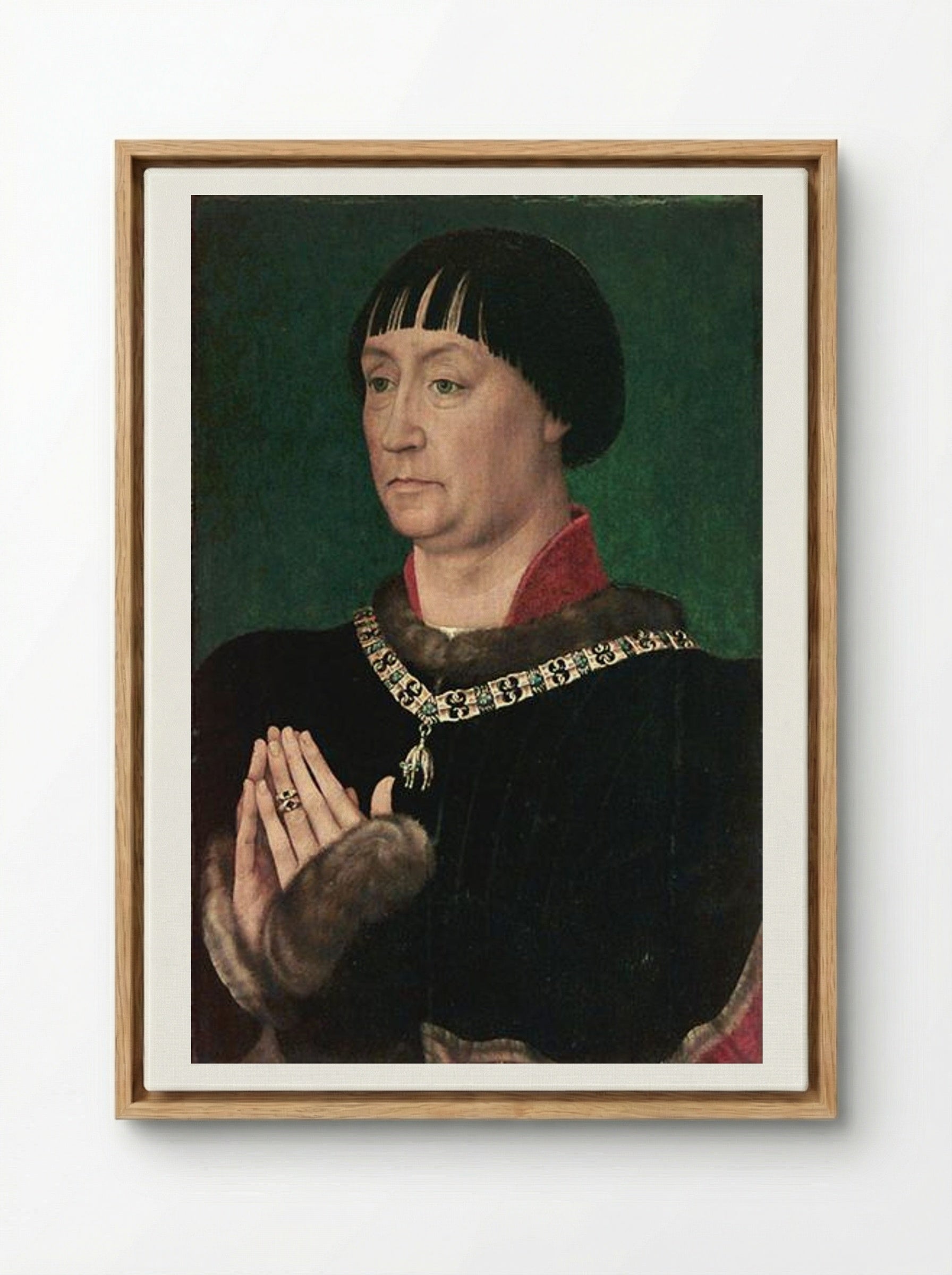Portrait of Jean le Belliqueux - Rogier van der Weyden - Framed Canvas Wood