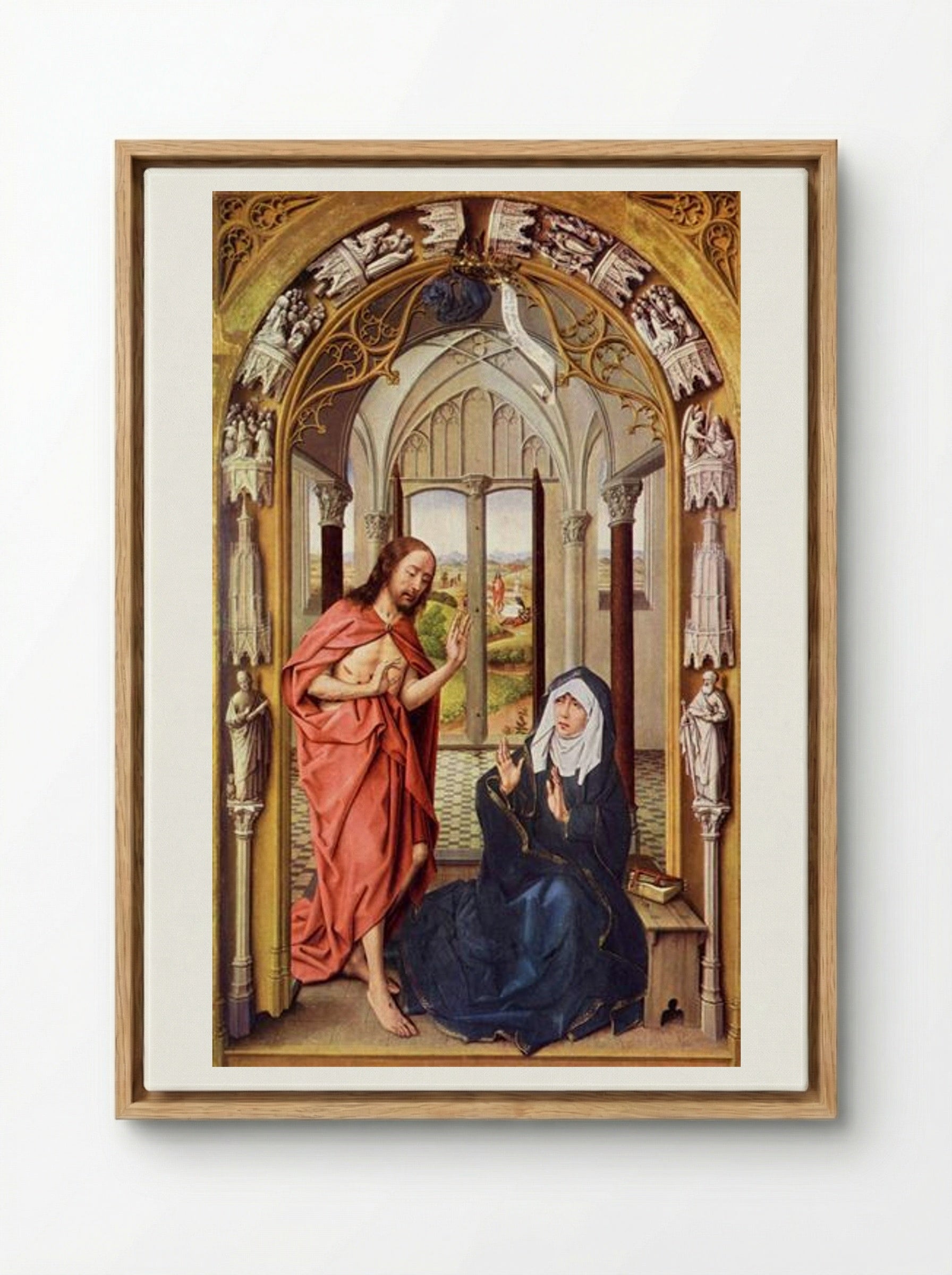 Christ Appearing to His Mother - Rogier van der Weyden - Framed Canvas Wood