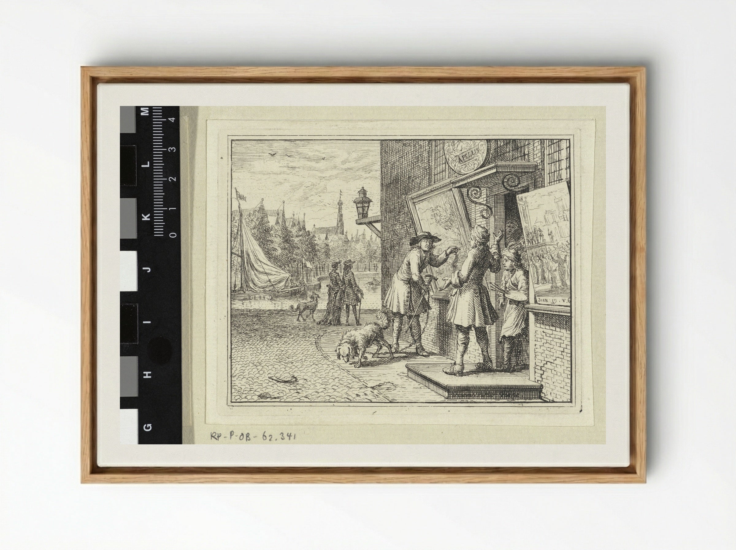 Man Before a Painter's Shop - Vincent Laurensz. van der Vinne (II) - Framed Canvas Wood