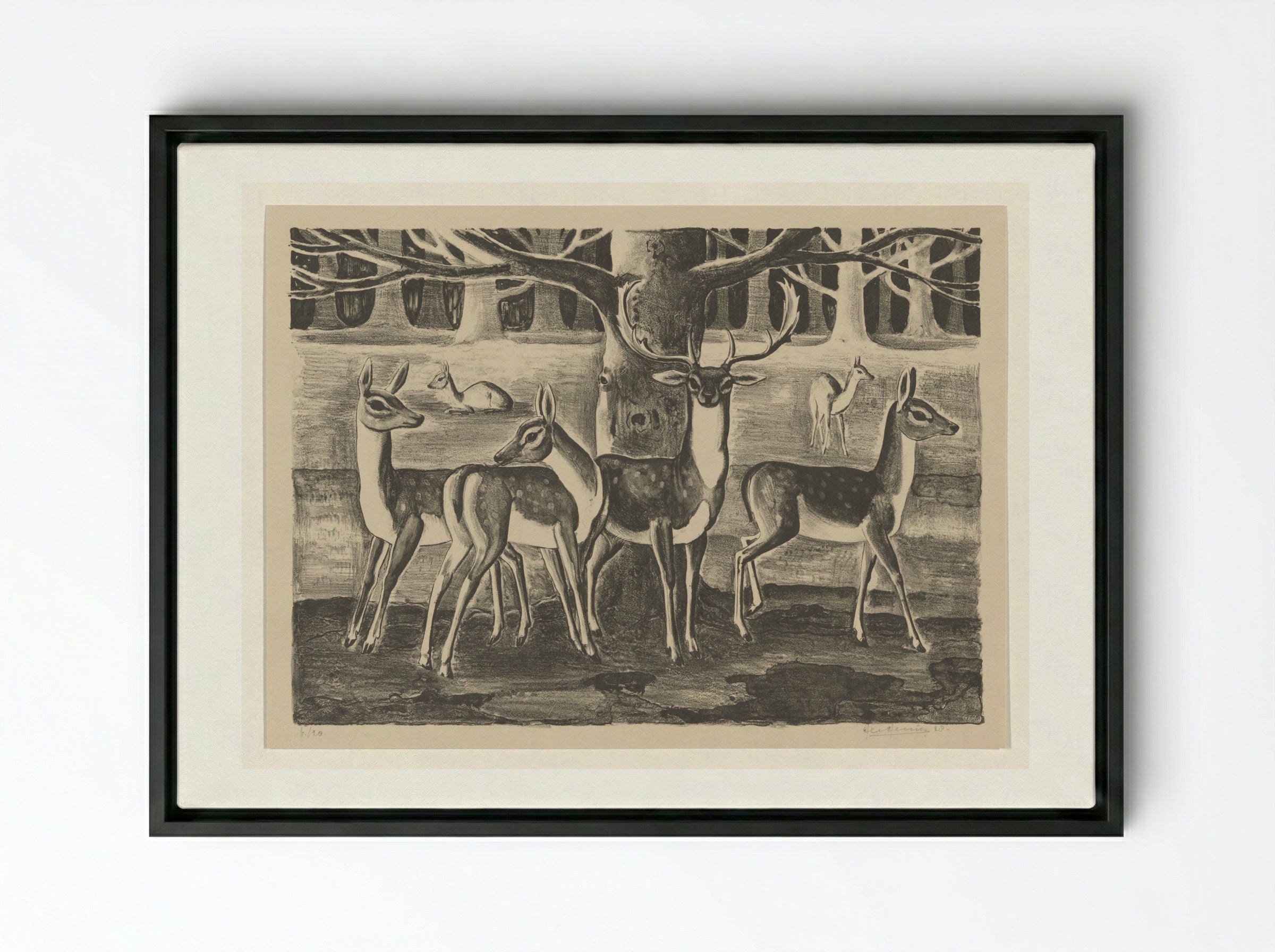 Herten - Ger Gerrits - Framed Canvas Black