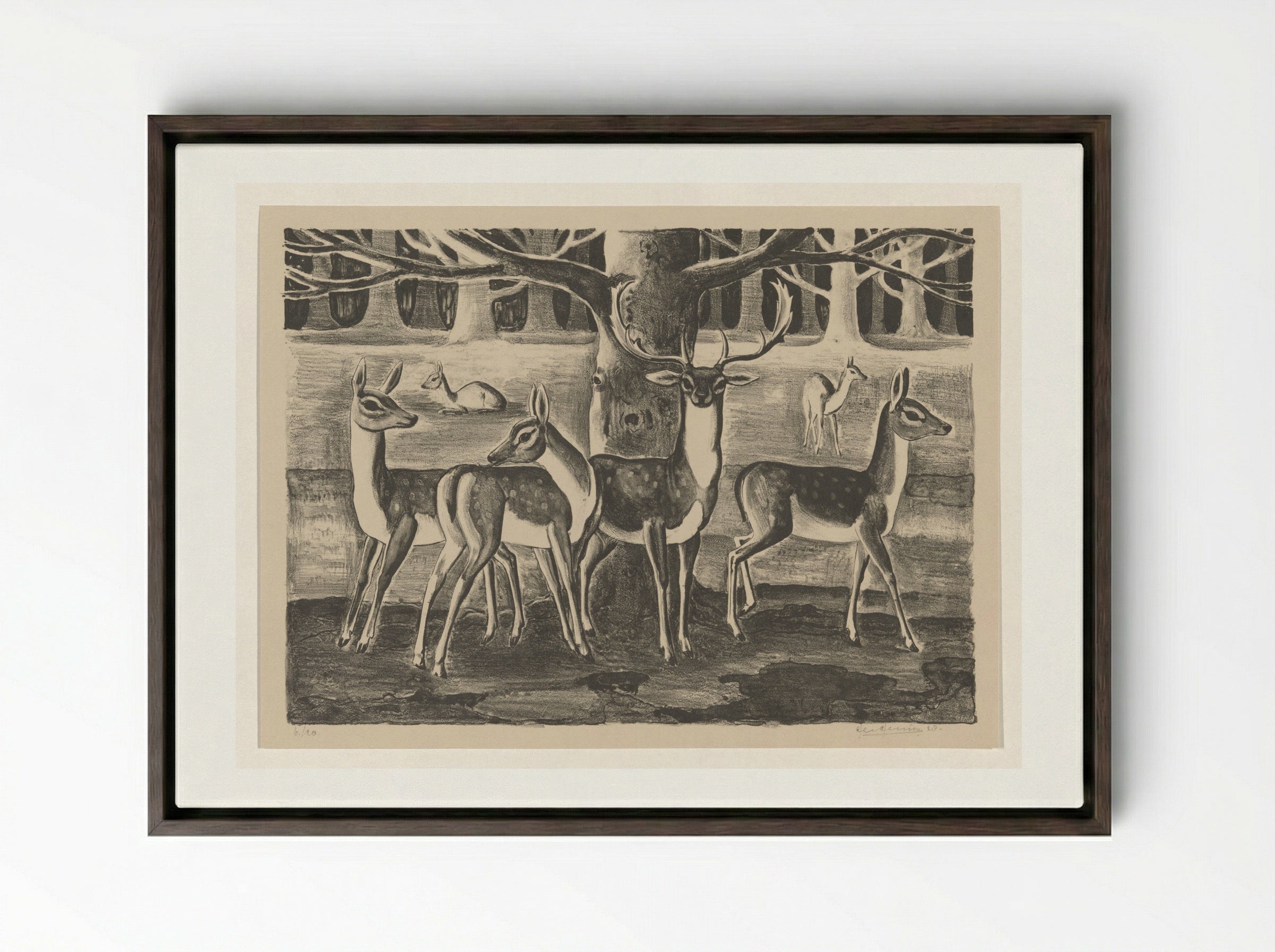 Herten - Ger Gerrits - Framed Canvas Dark Wood